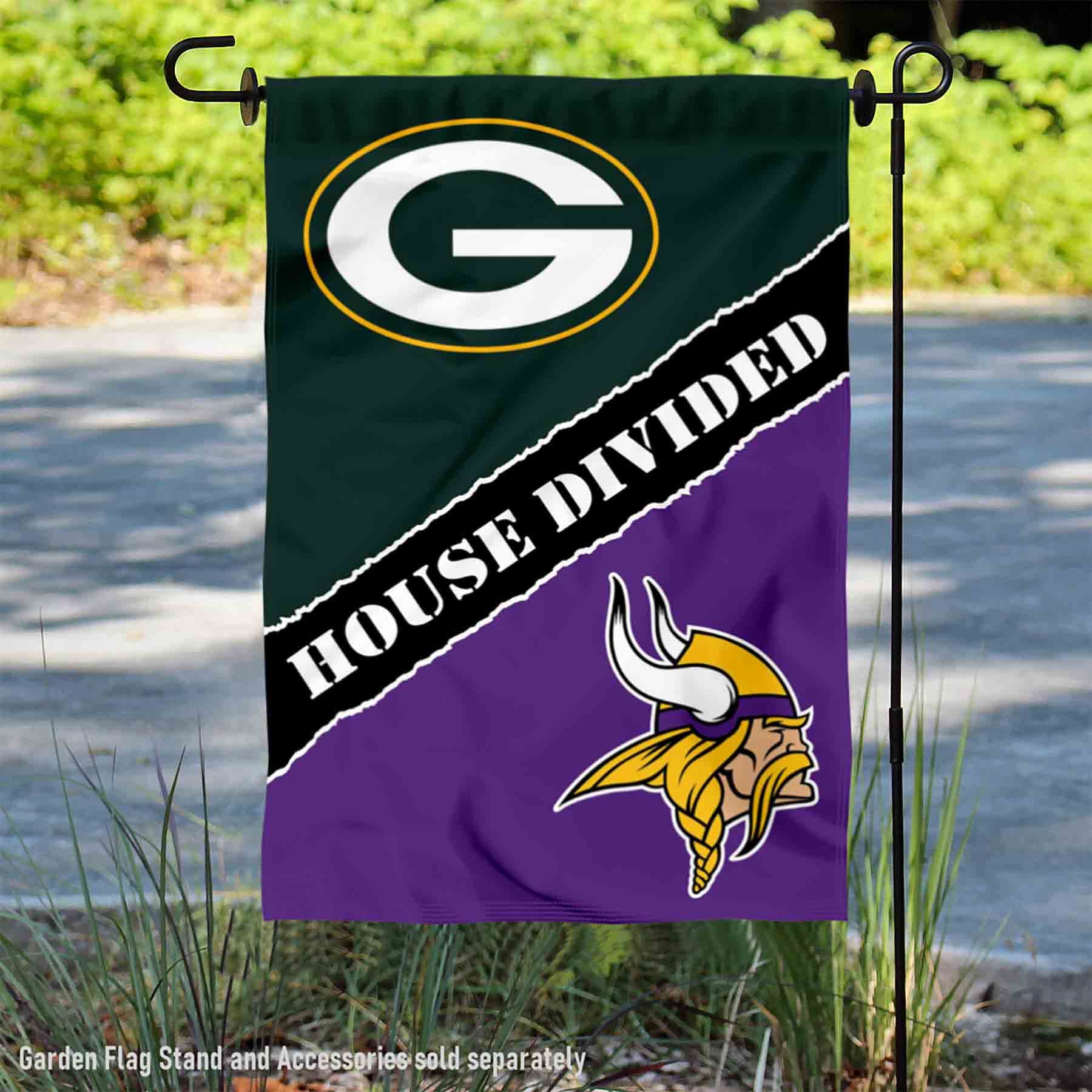 WinCraft House Divided Packers and Vikings Double Sided Garden Flag - Sports Collectibles, Sports Memorabilia, Sports Fan Shop, Sports Gifts