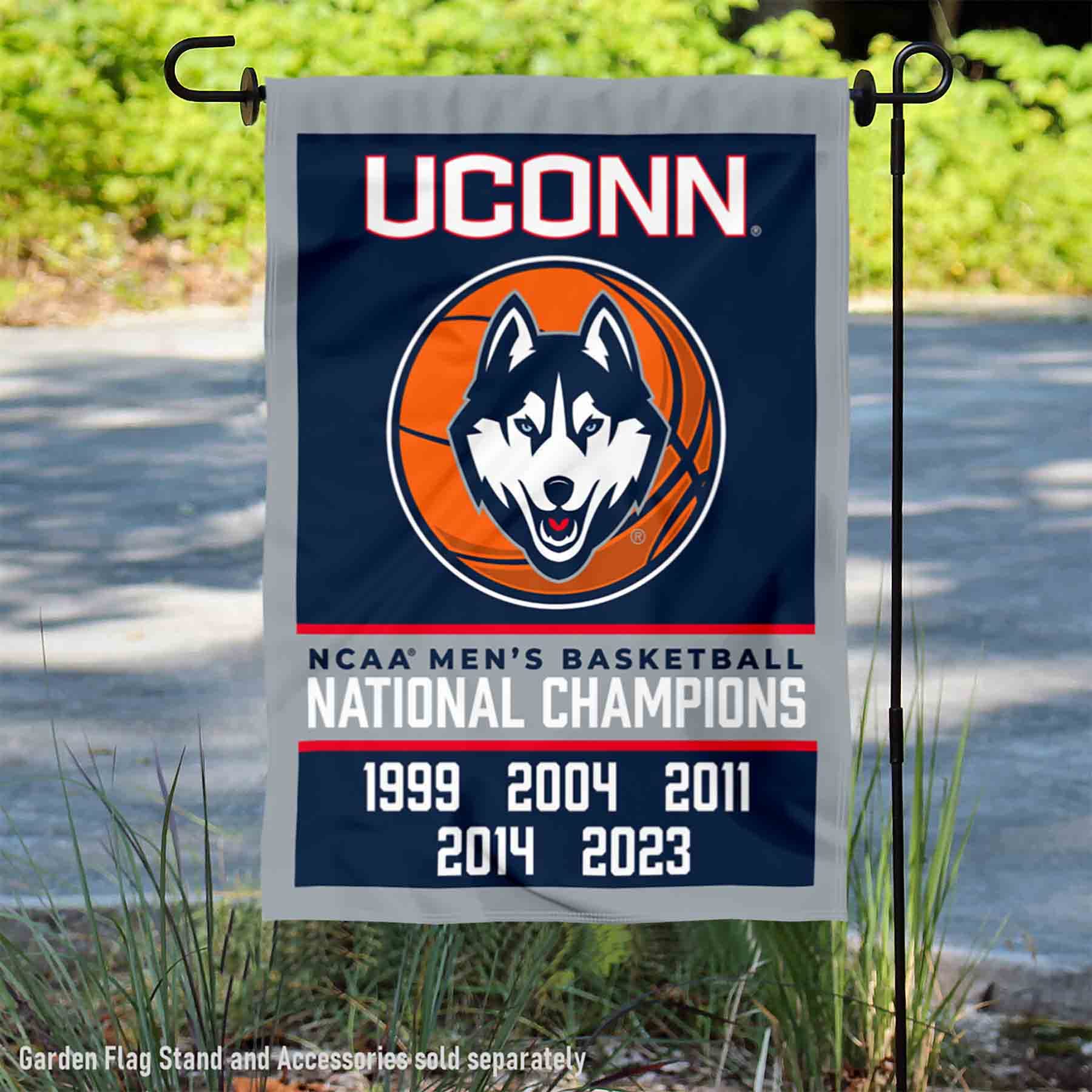 Connecticut Huskies UCONN 5 Time College Basketball National Champions Double Sided Garden Banner Flag - Sports Collectibles, Sports Memorabilia, Sports Fan Shop, Sports Gifts