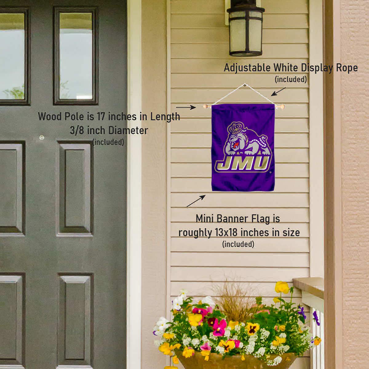 College Flags & Banners Co. James Madison Dukes Banner for Windows Doors and Walls - Sports Collectibles, Sports Memorabilia, Sports Fan Shop, Sports Gifts