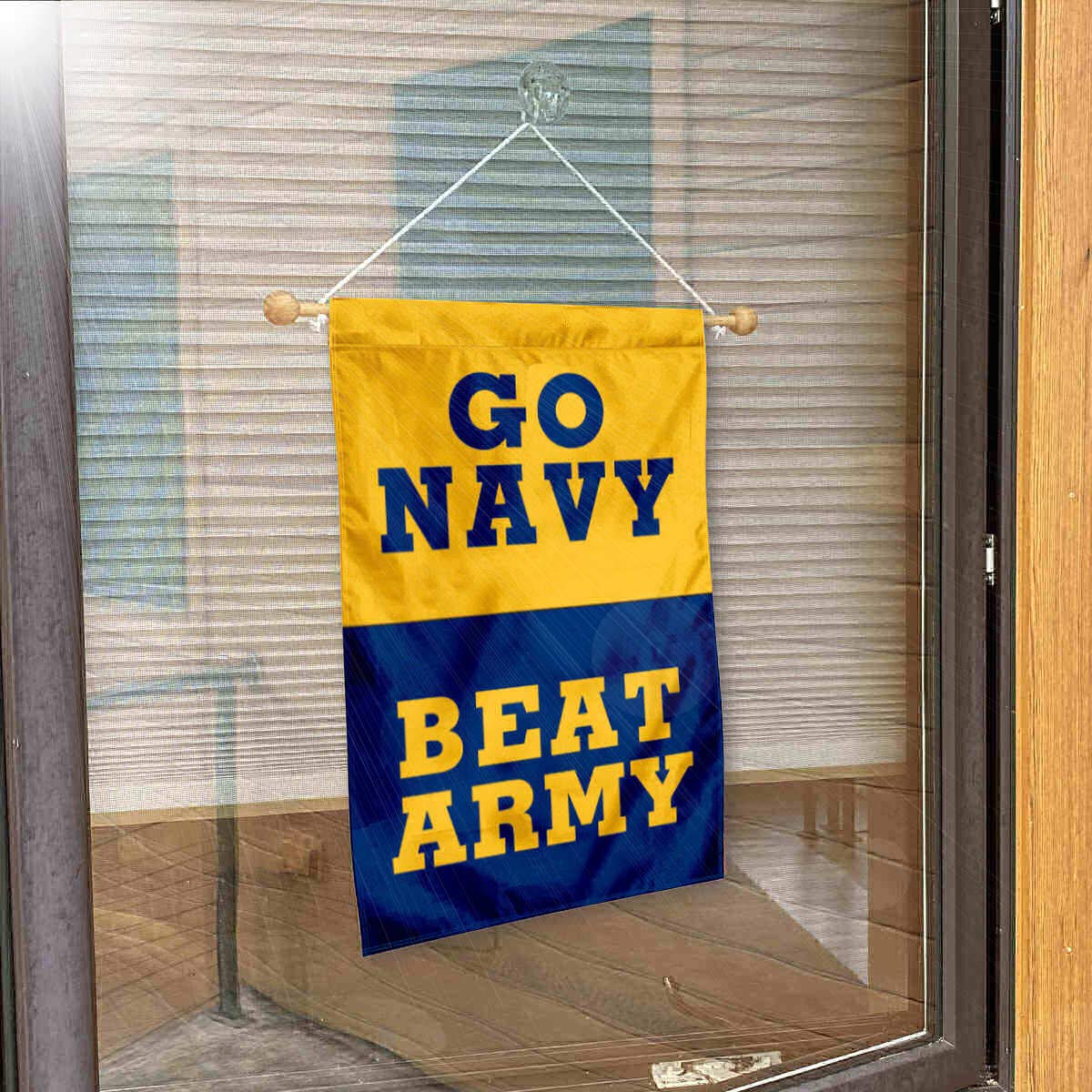 College Flags & Banners Co. US Navy Midshipmen Beat Army Window Wall Banner Hanging Flag with Suction Cup - Sports Collectibles, Sports Memorabilia, Sports Fan Shop, Sports Gifts