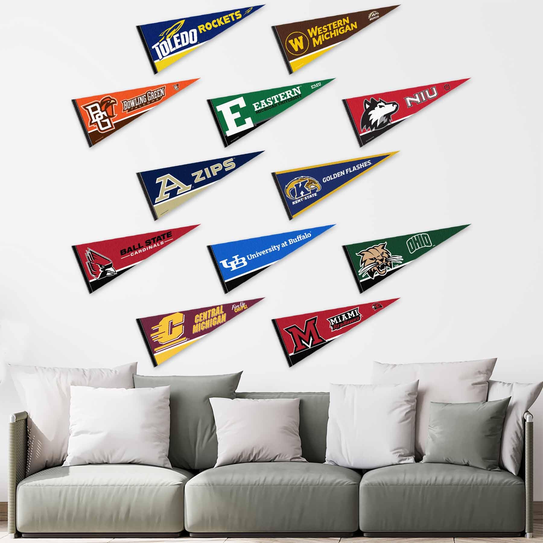 Mid-American Conference MAC College Pennant Set - Sports Collectibles, Sports Memorabilia, Sports Fan Shop, Sports Gifts