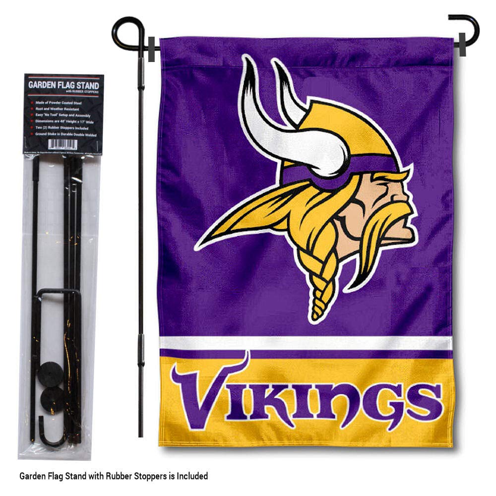 WinCraft Minnesota Vikings Garden Flag with Stand Holder - Sports Collectibles, Sports Memorabilia, Sports Fan Shop, Sports Gifts