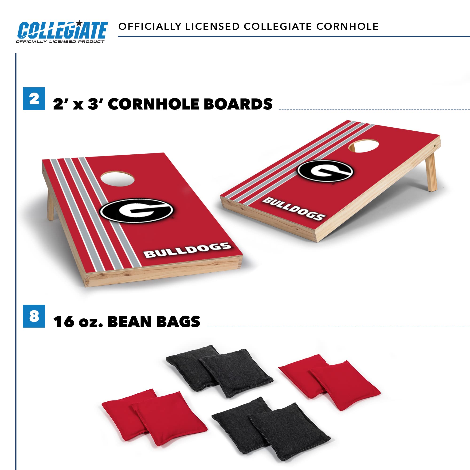Wild Sports 2' x 3' Solid Wood Cornhole Set with Direct Print HD Team Graphics – Great Gift for Any NCAA Fan! Bean Bag Toss Family Outdoor Games – Georgia Bulldogs - Sports Collectibles, Sports Memorabilia, Sports Fan Shop, Sports Gifts