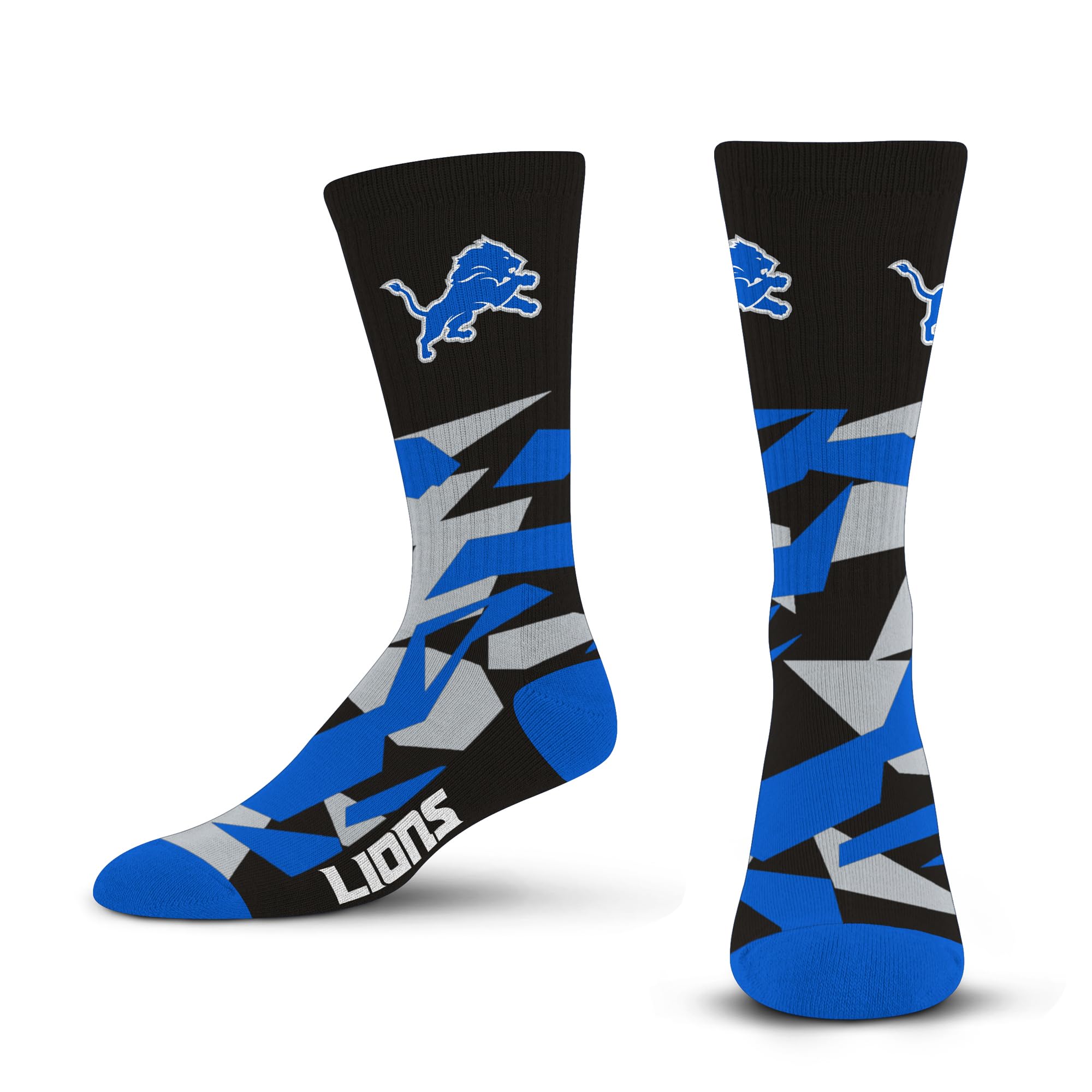 For Bare Feet NFL DETROIT LIONS Shattered Camo Crew Sock Team Color Large - Sports Gifts, Sports Memorabilia, Sports Collectibles, Fan Shop