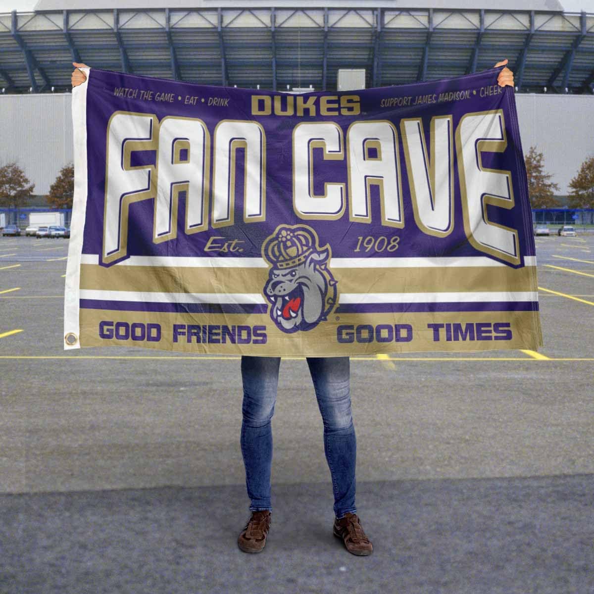 James Madison Dukes Fan Man Cave Banner Flag - Sports Collectibles, Sports Memorabilia, Sports Fan Shop, Sports Gifts