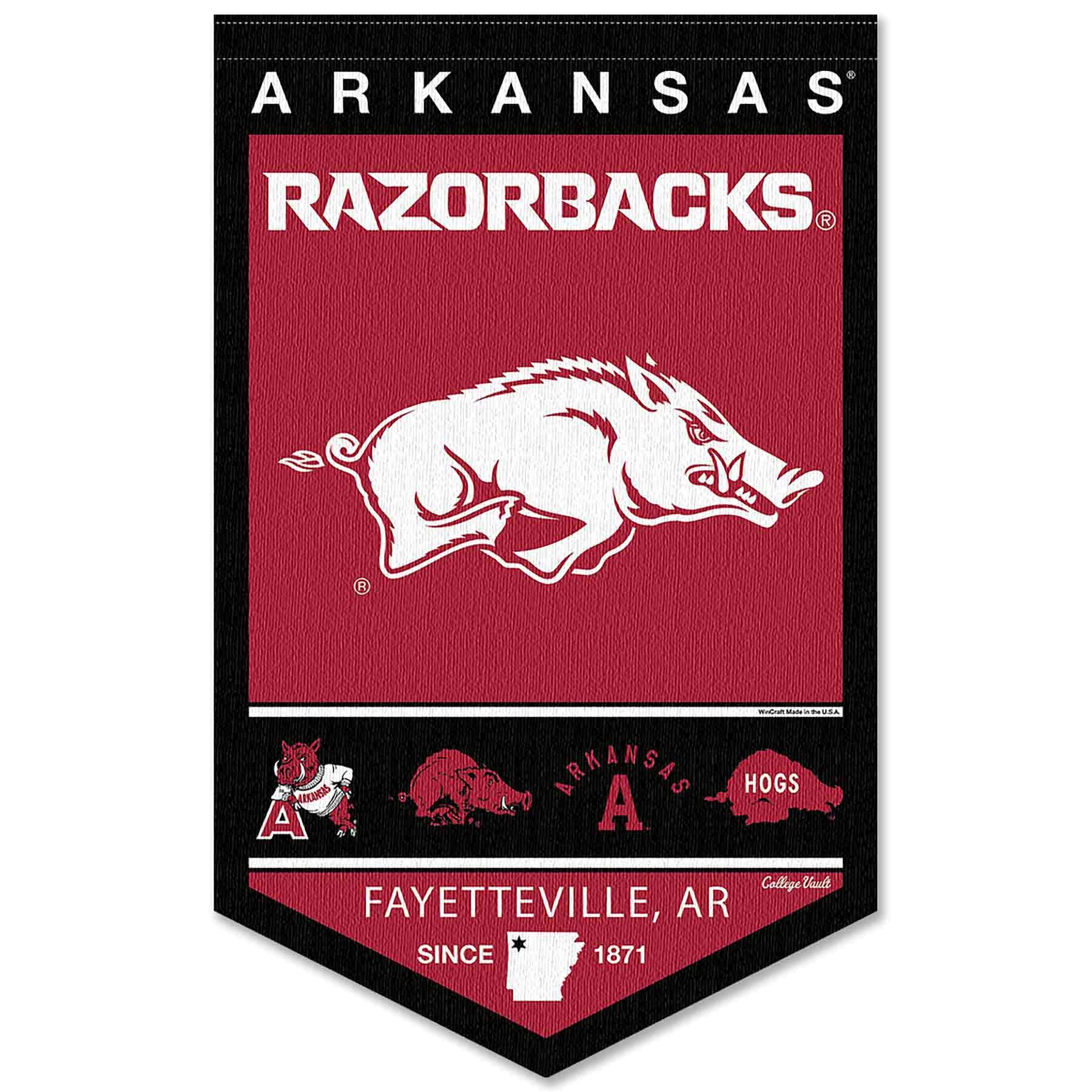 College Flags & Banners Co. Arkansas Razorbacks Heritage History Banner Pennant - Sports Collectibles, Sports Memorabilia, Sports Fan Shop, Sports Gifts