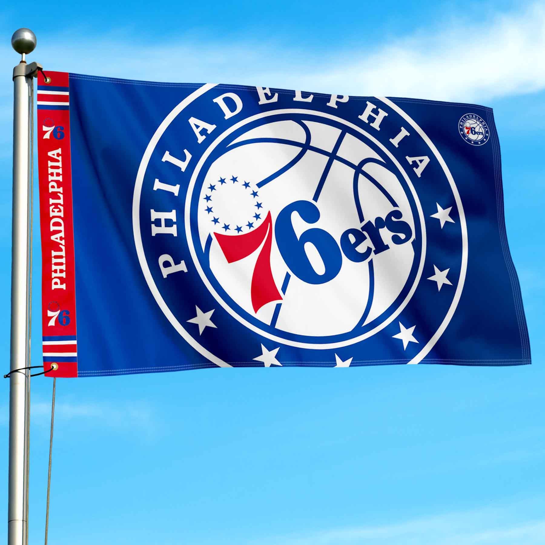 WinCraft Philadelphia 76ers Printed Header 3x5 Premium Banner Flag - Sports Collectibles, Sports Memorabilia, Sports Fan Shop, Sports Gifts