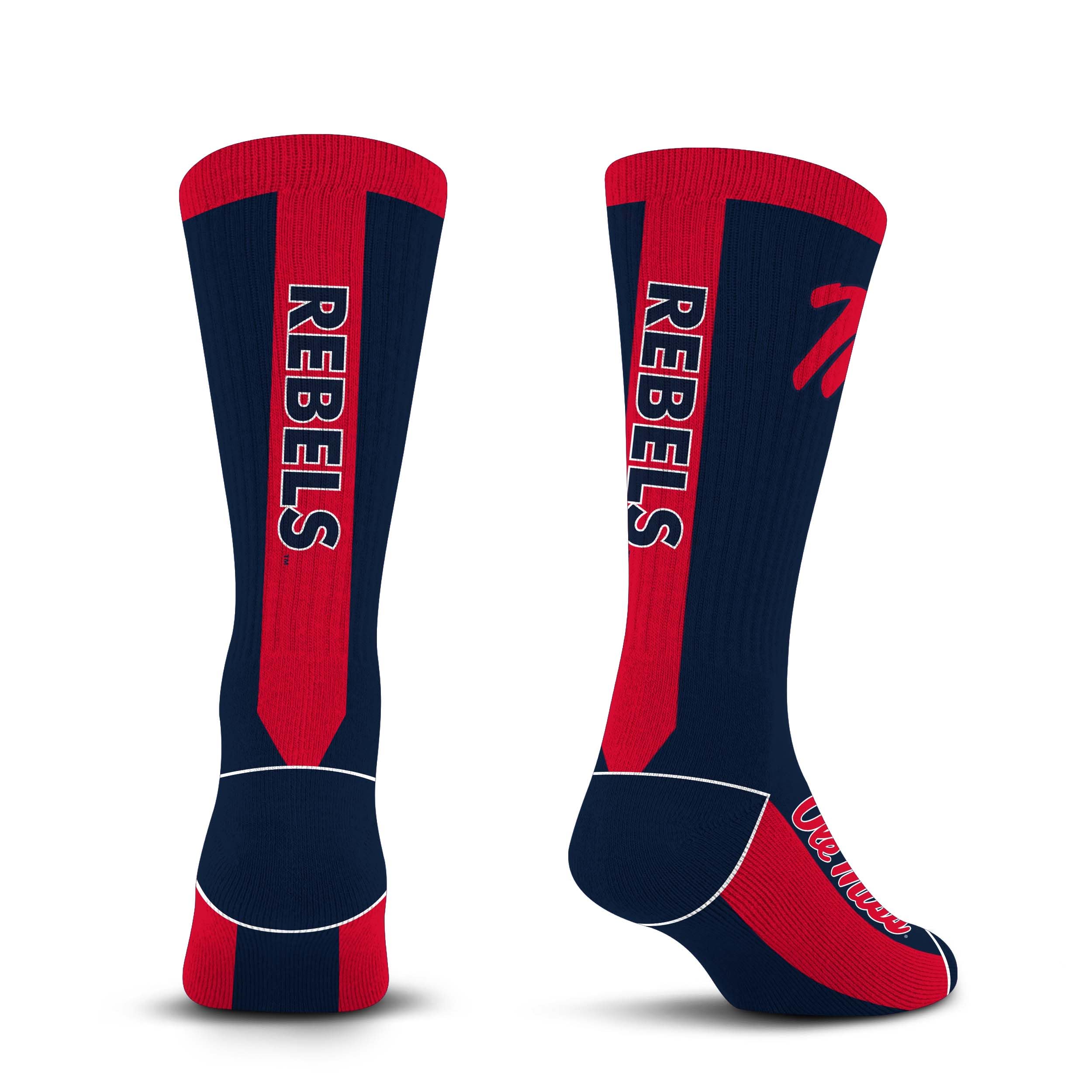 For Bare Feet NCAA MISSISSIPPI REBELS MVP Crew Sock Team Color Large - Sports Gifts, Sports Memorabilia, Sports Collectibles, Fan Shop