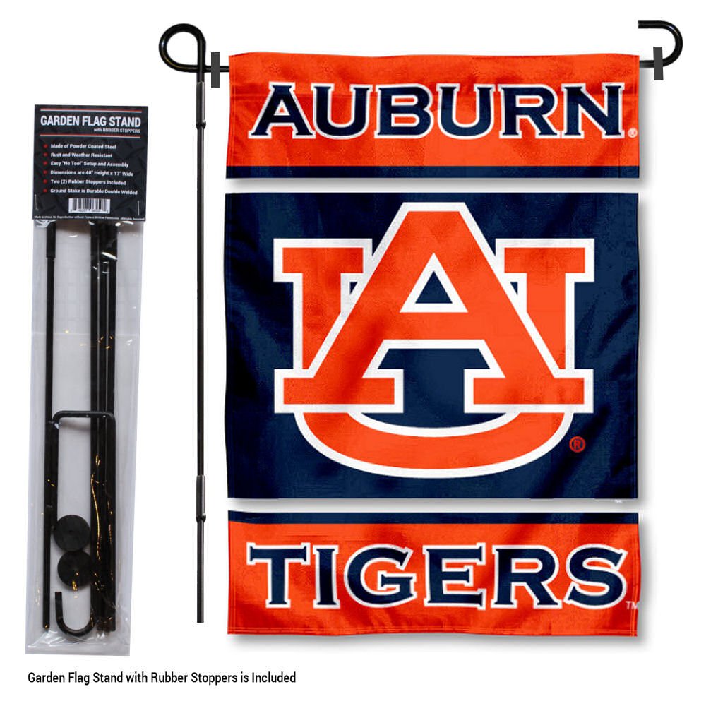 College Flags & Banners Co. Auburn Garden Flag with Stand Holder - Sports Collectibles, Sports Memorabilia, Sports Fan Shop, Sports Gifts