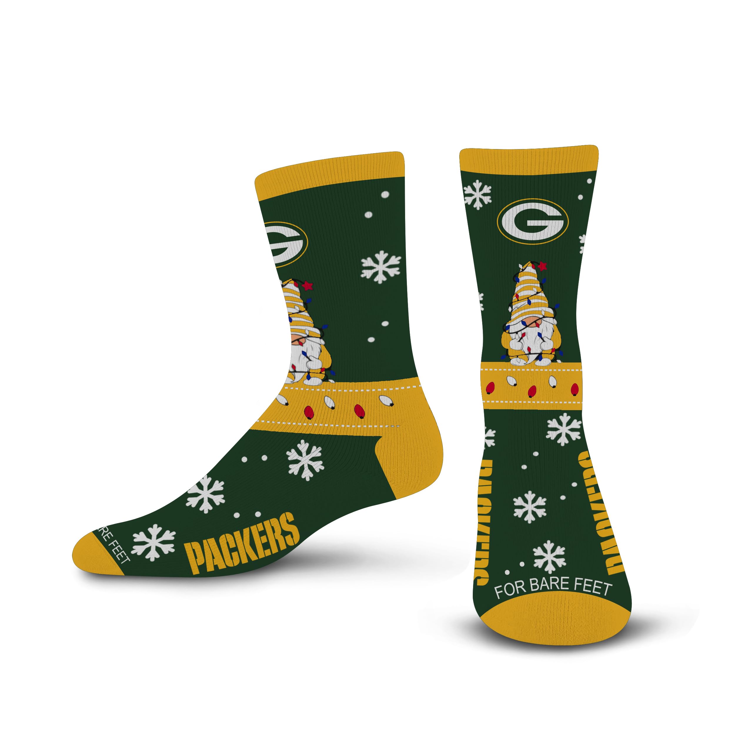 For Bare Feet NFL GREEN BAY PACKERS Holiday Sweater Gnome Team Colors Large - Sports Gifts, Sports Memorabilia, Sports Collectibles, Fan Shop