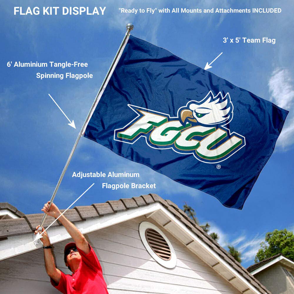 College Flags & Banners Co. Florida Gulf Coast University Flag and Pole Bracket Mount Bundle - Sports Collectibles, Sports Memorabilia, Sports Fan Shop, Sports Gifts