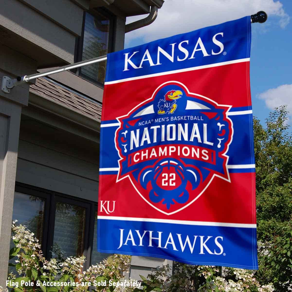 College Flags & Banners Co. Kansas KU Jayhawks 2022 Mens Basketball National Champions Double Sided House Flag - Sports Collectibles, Sports Memorabilia, Sports Fan Shop, Sports Gifts