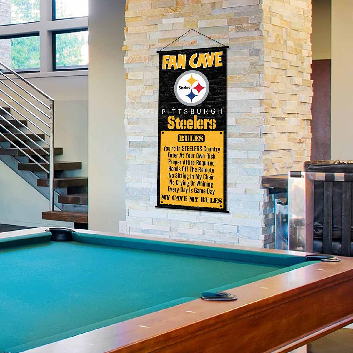 WinCraft Pittsburgh Steelers Man Cave Fan Banner Wall Door Scroll - Sports Collectibles, Sports Memorabilia, Sports Fan Shop, Sports Gifts
