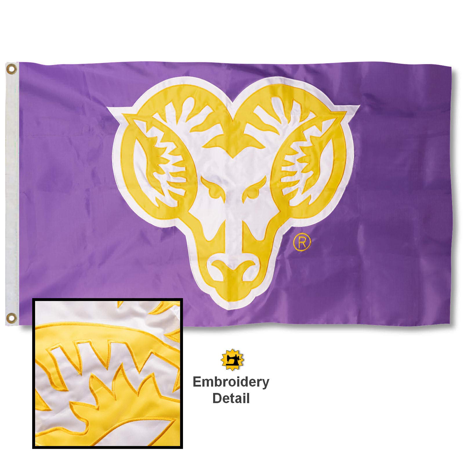 College Flags & Banners Co. West Chester Golden Rams Embroidered and Stitched Nylon Flag - Sports Collectibles, Sports Memorabilia, Sports Fan Shop, Sports Gifts