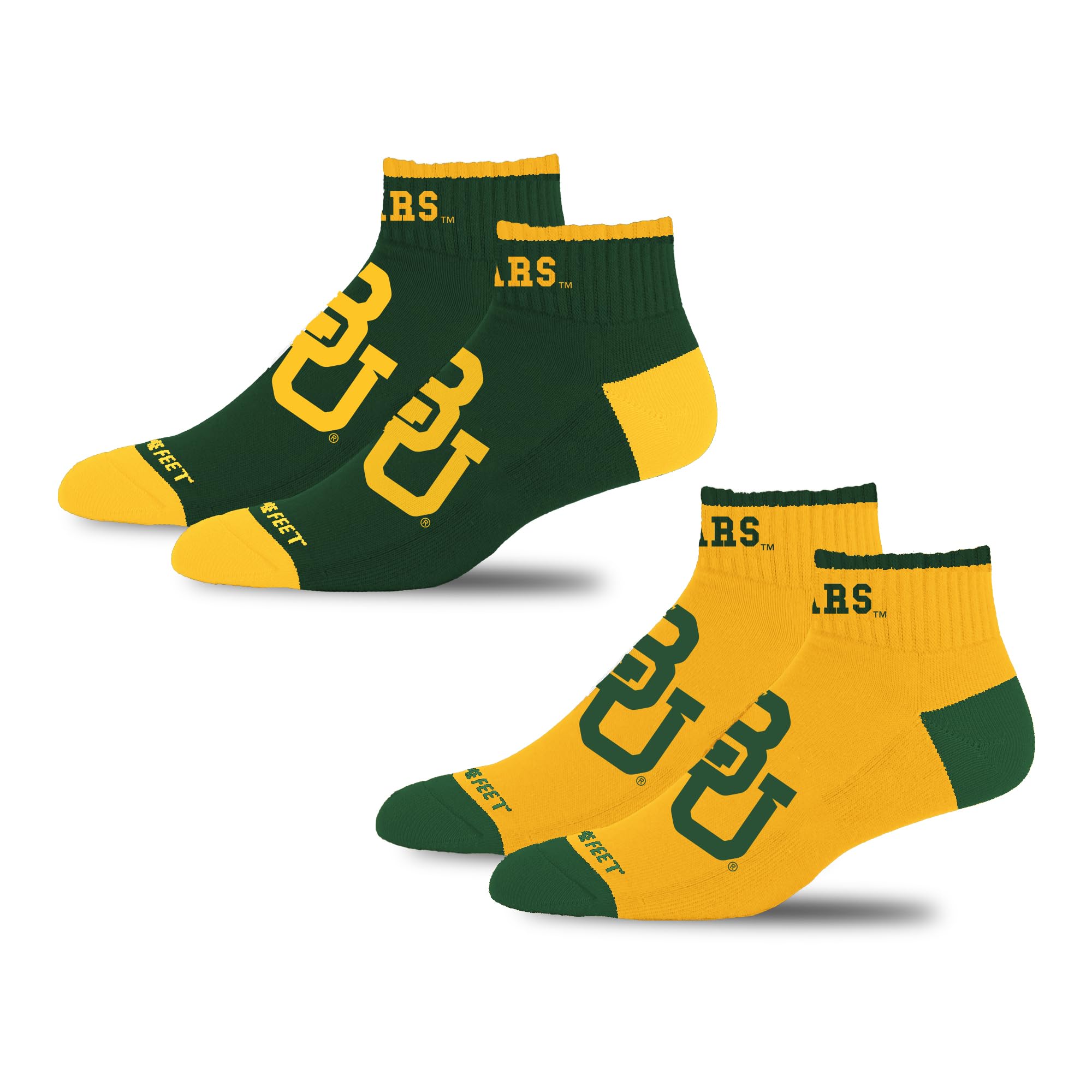 For Bare Feet NCAA BAYLOR BEARS Front and Center 2 Pack Team Colors Large - Sports Gifts, Sports Memorabilia, Sports Collectibles, Fan Shop