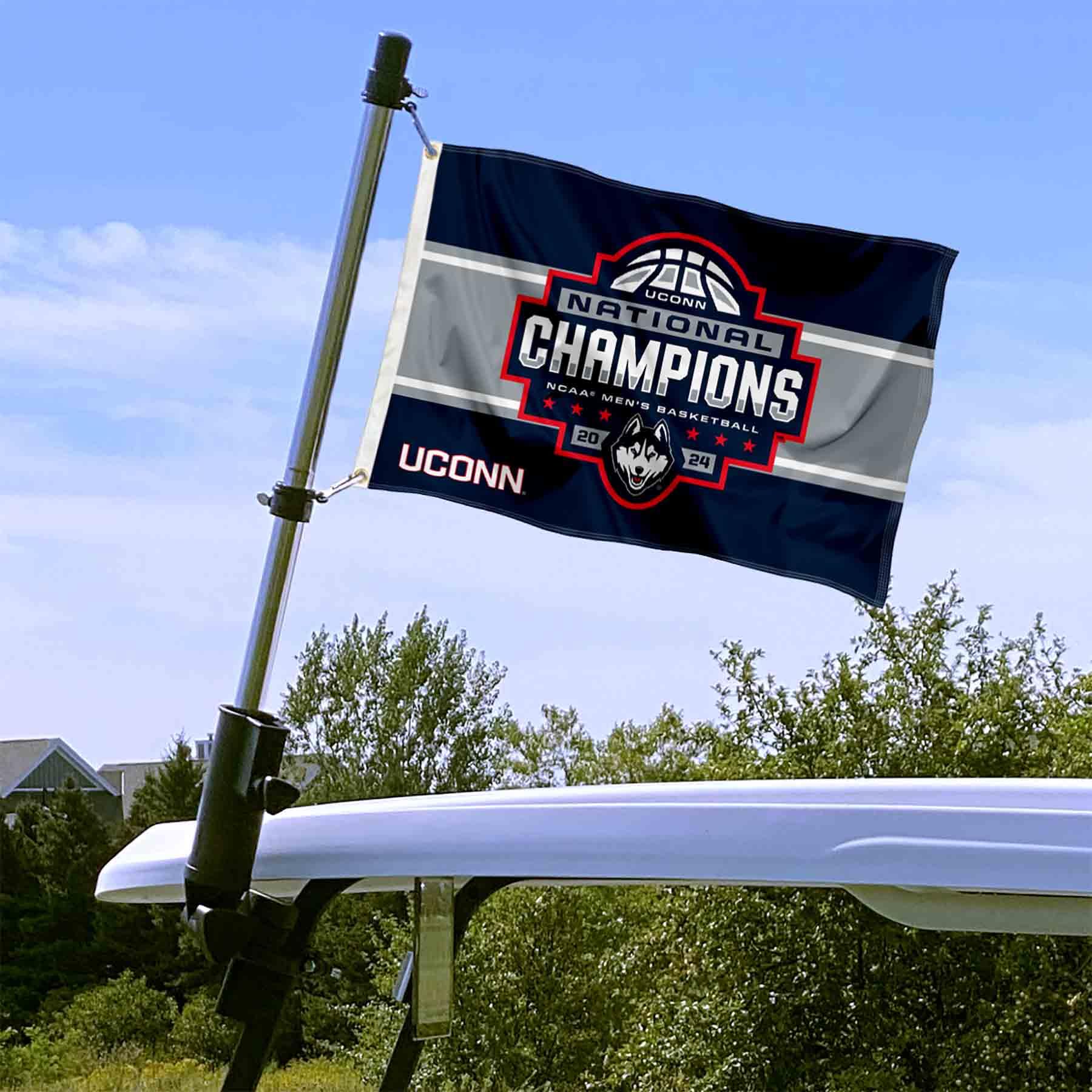 College Flags & Banners Co. UCONN 2024 Basketball National Champions Boat and Golf Cart Flag - Sports Collectibles, Sports Memorabilia, Sports Fan Shop, Sports Gifts