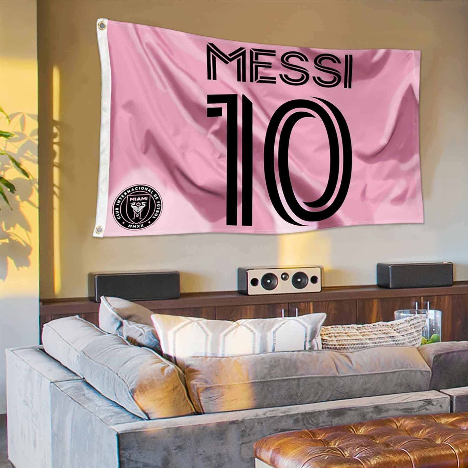WinCraft Inter Miami CF Messi Player Logo 3x5 Feet Banner Flag - Sports Collectibles, Sports Memorabilia, Sports Fan Shop, Sports Gifts