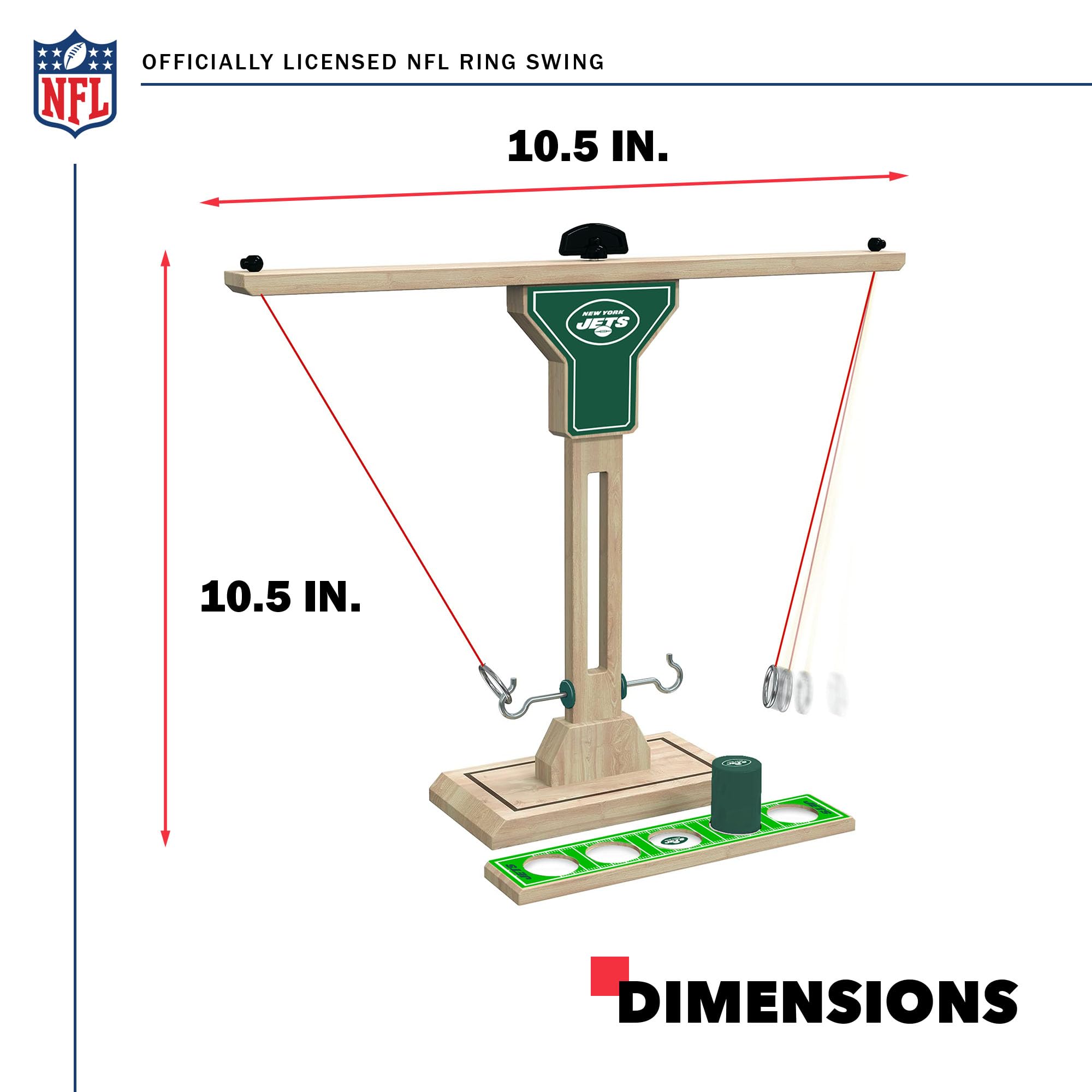 Wild Sports NFL New York Jets Wooden Ring Swing Battle - Head-to-Head Ring Toss Hook & Ring Game for NFL Fans - Sports Collectibles, Sports Memorabilia, Sports Fan Shop, Sports Gifts