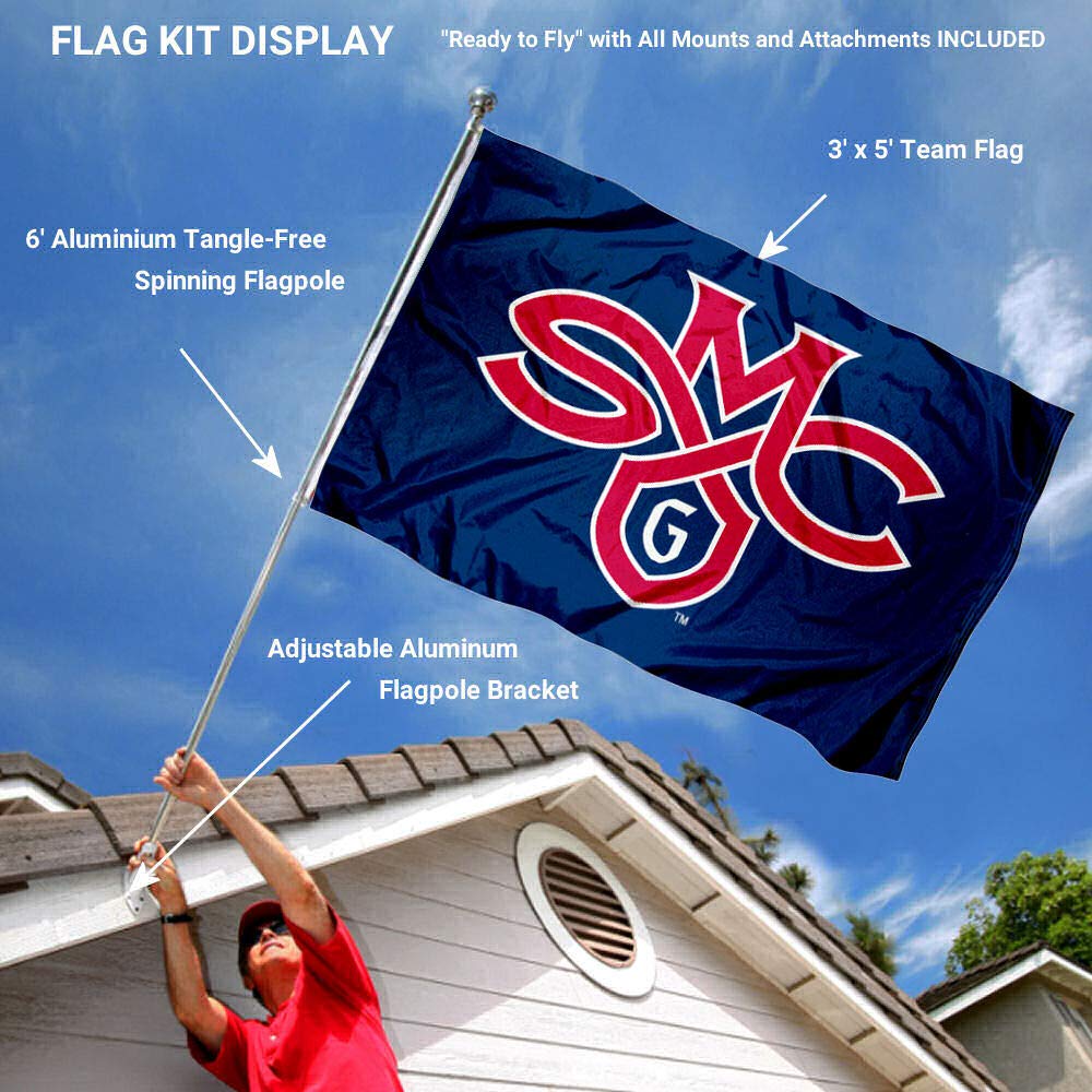 College Flags & Banners Co. Saint Mary's Gaels Flag and Pole Bracket Mount Bundle - Sports Collectibles, Sports Memorabilia, Sports Fan Shop, Sports Gifts