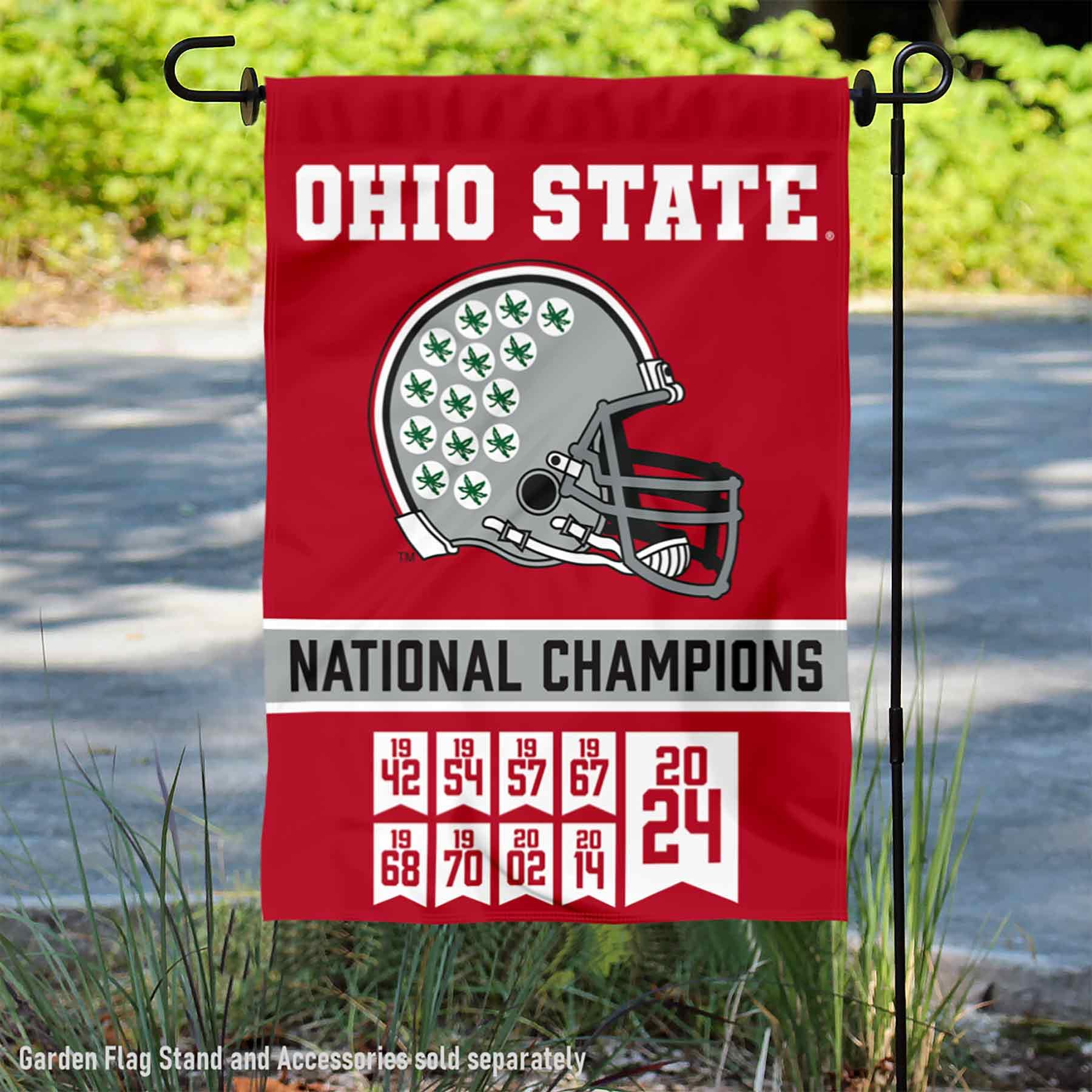 Ohio State Buckeyes 9 Time and 2024 National Champions Double Sided Garden Banner Flag - Sports Collectibles, Sports Memorabilia, Sports Fan Shop, Sports Gifts