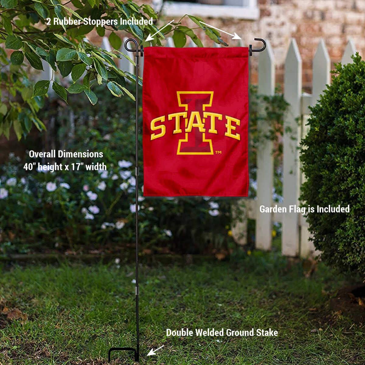 College Flags & Banners Co. Iowa State Cyclones Yard and USA Flag Stand Pole Holder Set - Sports Collectibles, Sports Memorabilia, Sports Fan Shop, Sports Gifts