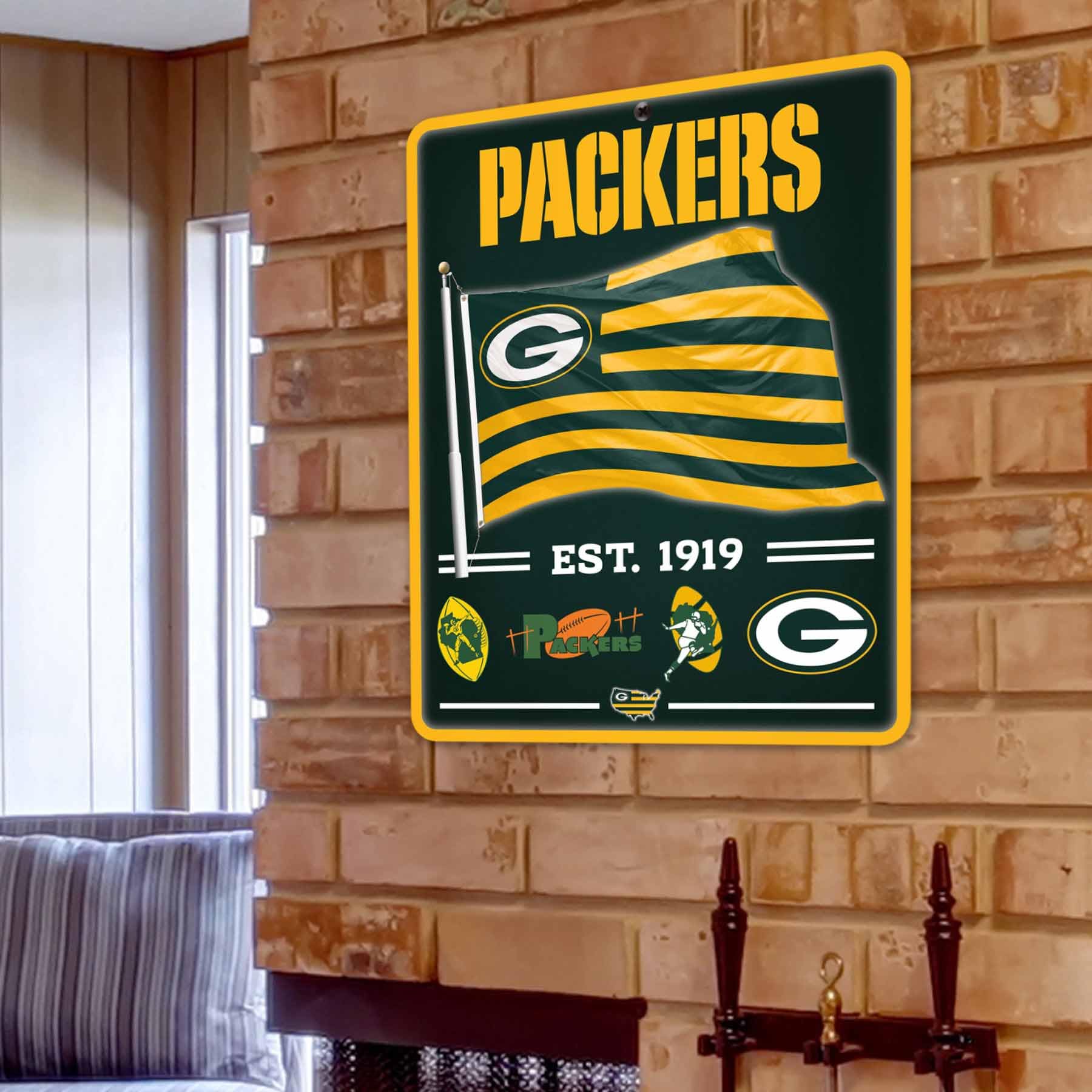 WinCraft Green Bay Packers Americana Banner Flag Sign - Sports Collectibles, Sports Memorabilia, Sports Fan Shop, Sports Gifts