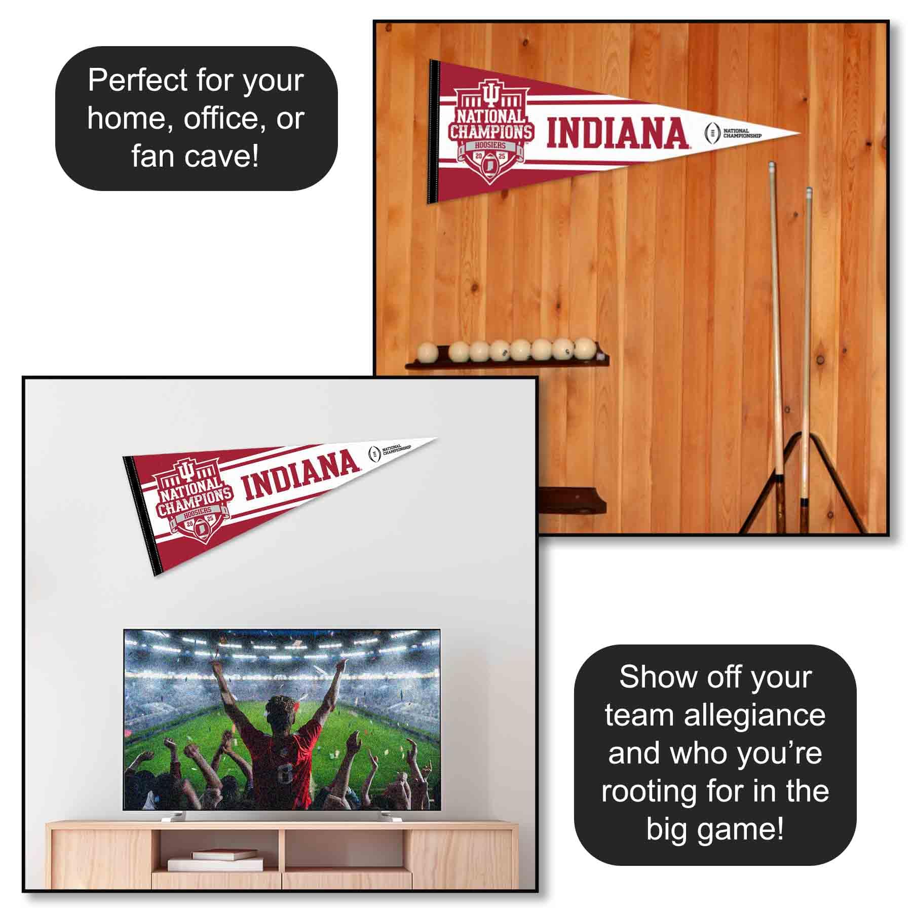 Indiana Hoosiers 2025 College Football National Champions Pennant Flag - Sports Gifts, Sports Memorabilia, Sports Collectibles, Fan Shop