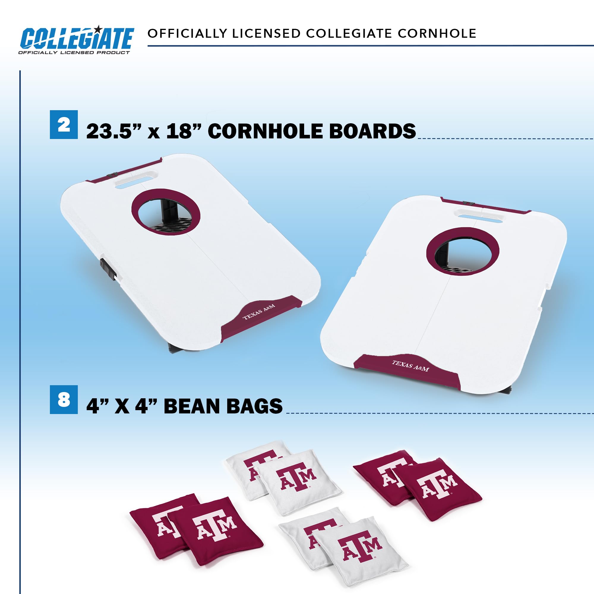 Wild Sports NCAA Texas A&M Aggies Pro Football All-Weather Cornhole Set - Travel Bean Bag Toss Set Includes 8 Bean Bags - Sports Collectibles, Sports Memorabilia, Sports Fan Shop, Sports Gifts