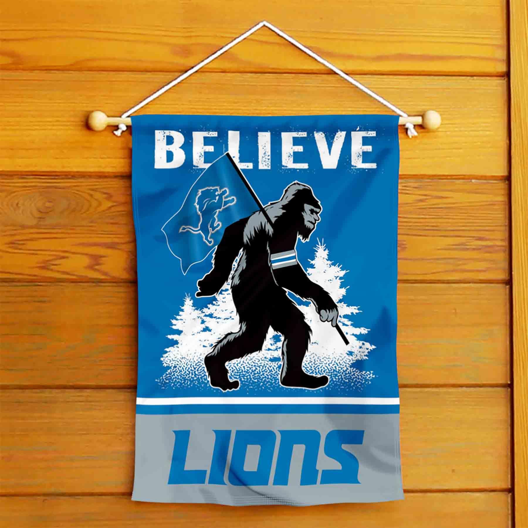 WinCraft Detroit Lions Bigfoot Sasquatch Believe Yard Garden Banner Flag - Sports Collectibles, Sports Memorabilia, Sports Fan Shop, Sports Gifts