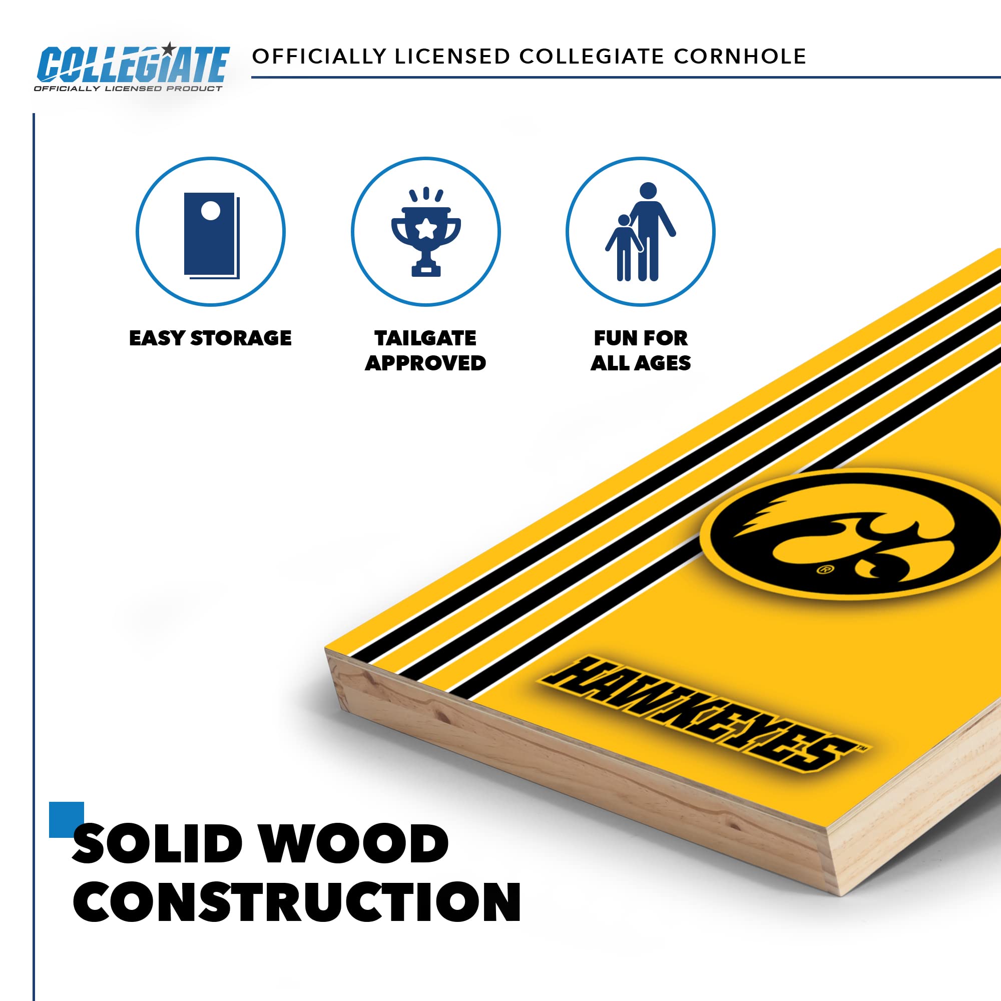 Wild Sports 2' x 3' Set with Direct Print HD Team Graphics – Great Gift for Any NCAA Fan! Bean Bag Toss Family Outdoor Games – Hawkeyes - Sports Collectibles, Sports Memorabilia, Sports Fan Shop, Sports Gifts