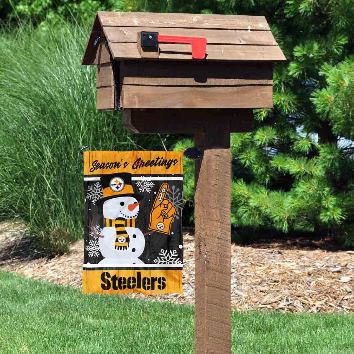 Pittsburgh Steelers Holiday Winter Snow Garden Flag Double Sided Banner - Sports Collectibles, Sports Memorabilia, Sports Fan Shop, Sports Gifts