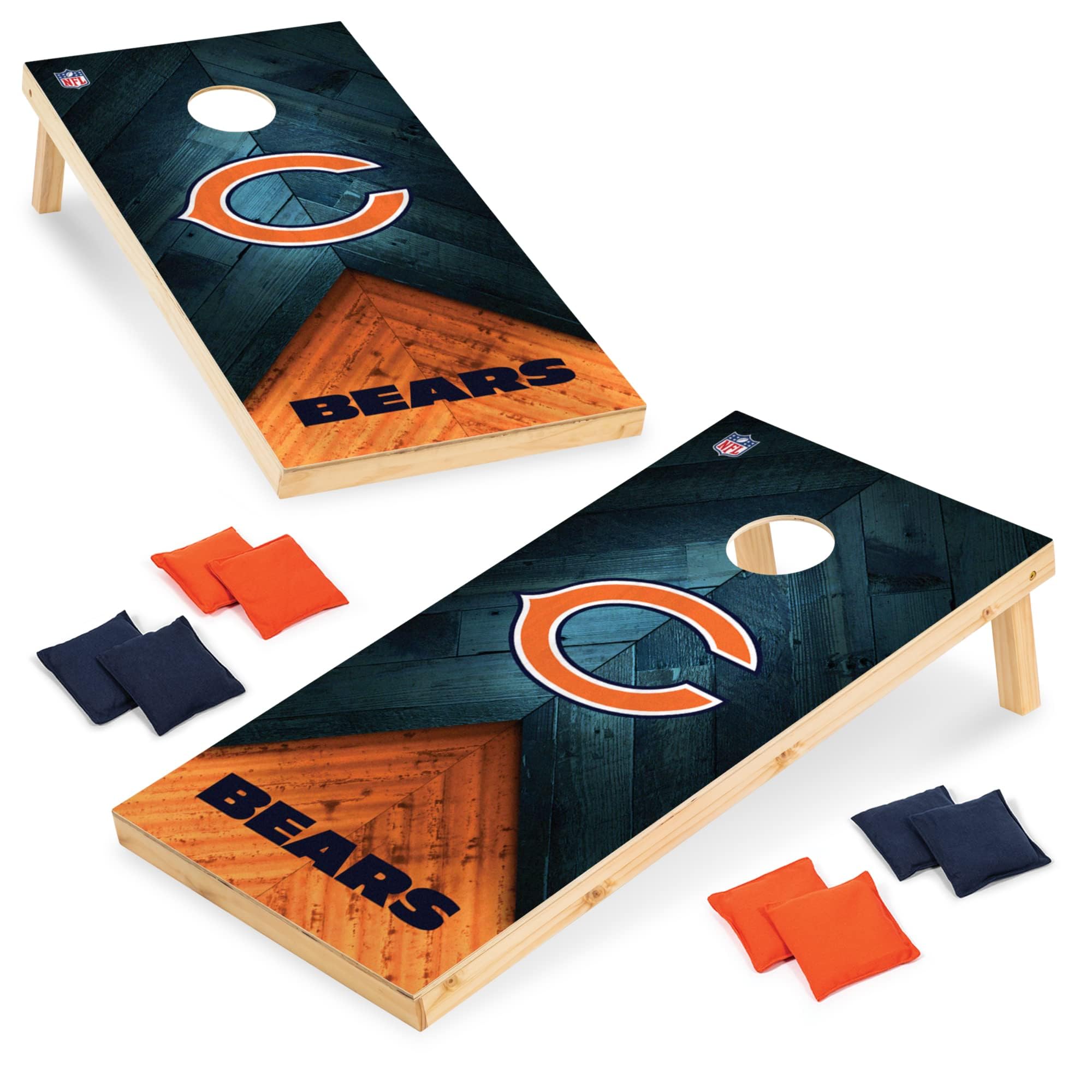 Wild Sports NFL Chicago Bears 2' x 4' Regulation Size Solid Wood Cornhole Set with Direct Print HD Team Graphics - Sports Collectibles, Sports Memorabilia, Sports Fan Shop, Sports Gifts