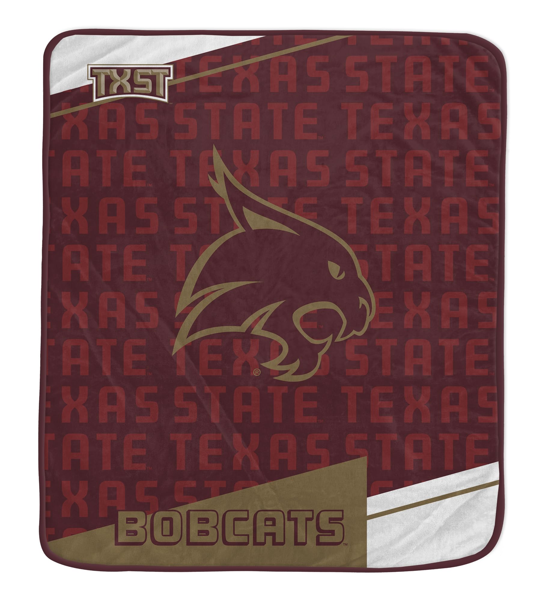 Pegasus Sports NCAA Texas State Bobcats Diagonal Ghost Ultra Soft Blanket - Sports Gifts, Sports Memorabilia, Sports Collectibles, Fan Shop