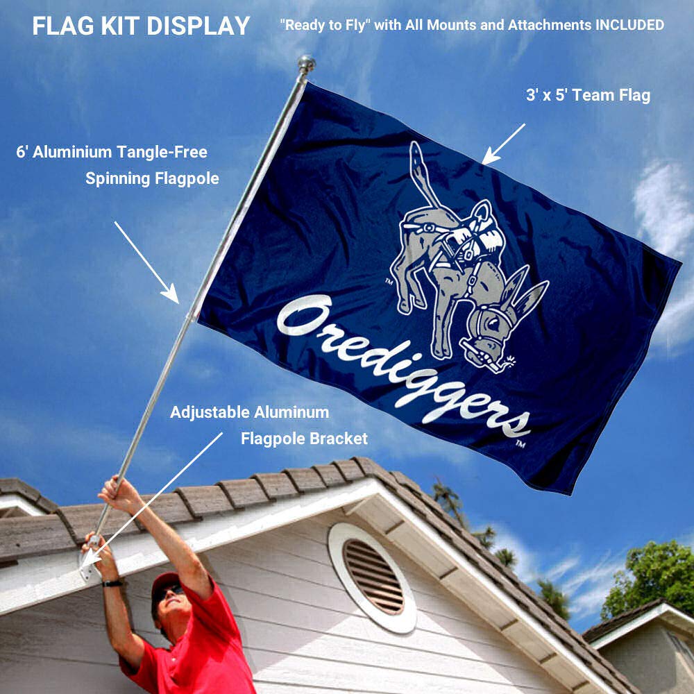 College Flags & Banners Co. Colorado School of Mines Orediggers Flag and Pole Bracket Mount Bundle - Sports Collectibles, Sports Memorabilia, Sports Fan Shop, Sports Gifts