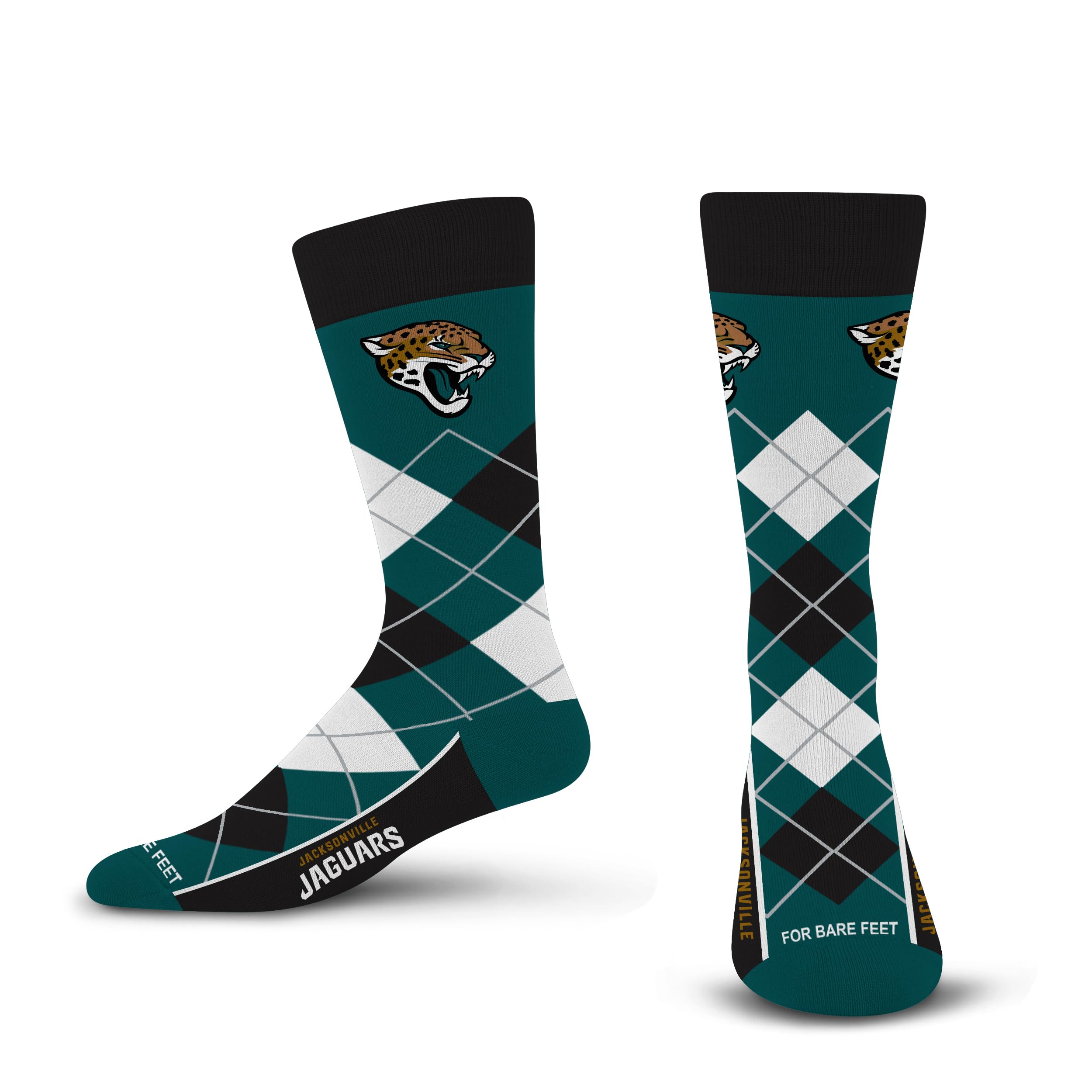 For Bare Feet NFL JACKSONVILLE JAGUARS Argyle Remix Premium Dress Sock Team Color OSFM - Sports Gifts, Sports Memorabilia, Sports Collectibles, Fan Shop