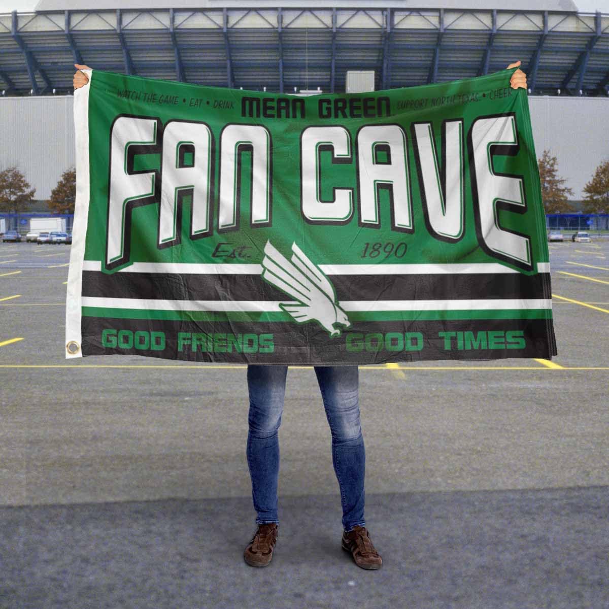 North Texas Mean Green Fan Man Cave Banner Flag - Sports Collectibles, Sports Memorabilia, Sports Fan Shop, Sports Gifts