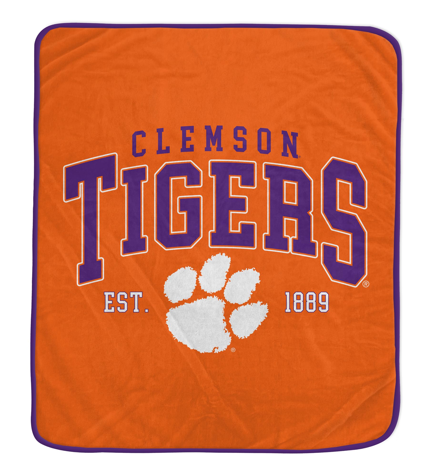 NCAA Clemson Tigers Vintage Arch Block Ultra Soft Blanket - Sports Gifts, Sports Memorabilia, Sports Collectibles, Fan Shop