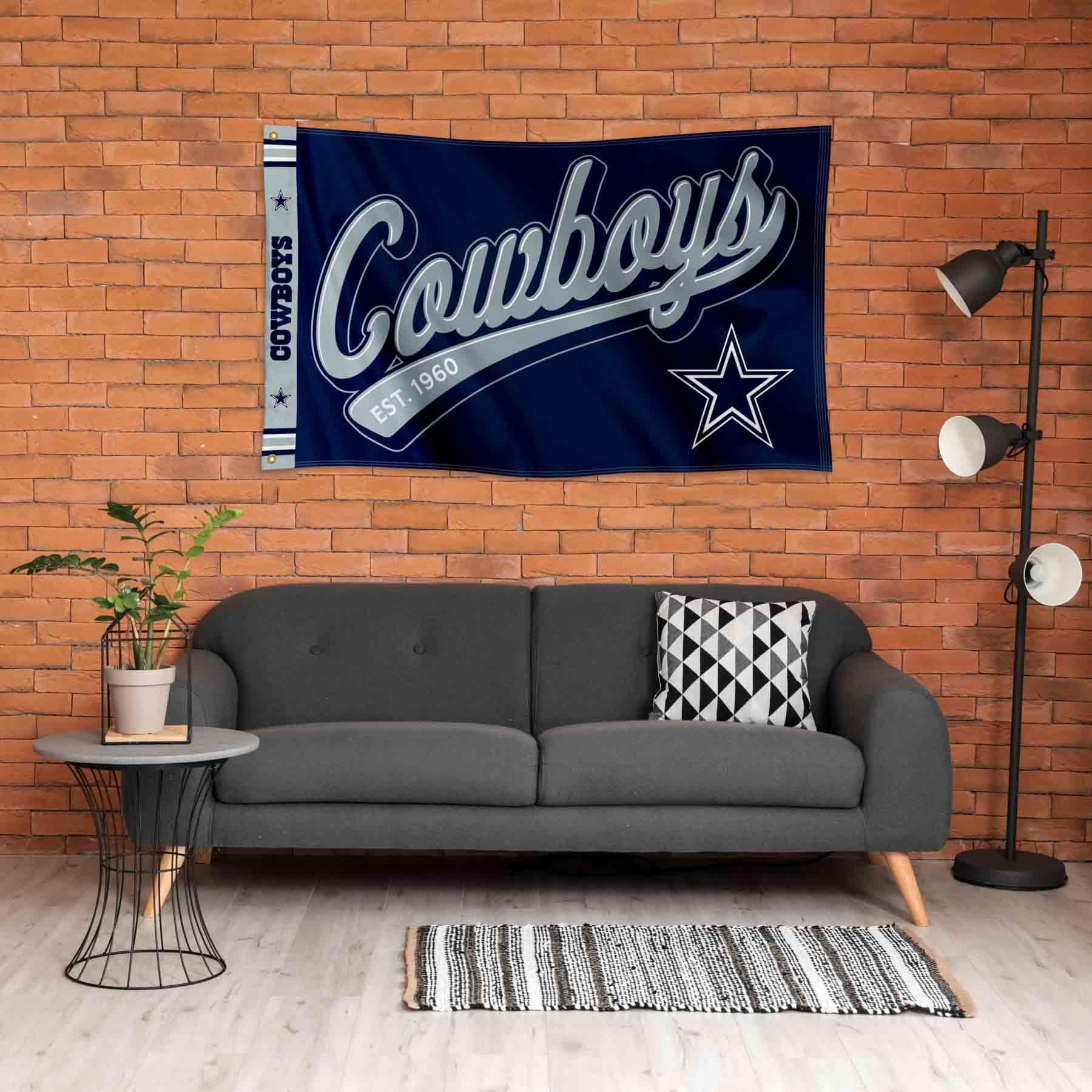 WinCraft Dallas Cowboys Script Logo Premium Flag - Sports Collectibles, Sports Memorabilia, Sports Fan Shop, Sports Gifts