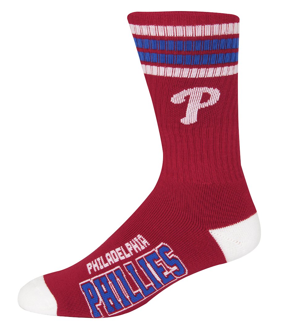 MLB 4 Stripe Deuce Crew Socks Mens-Philadelphia Phillies-Size Large(10-13) - Sports Gifts, Sports Memorabilia, Sports Collectibles, Fan Shop