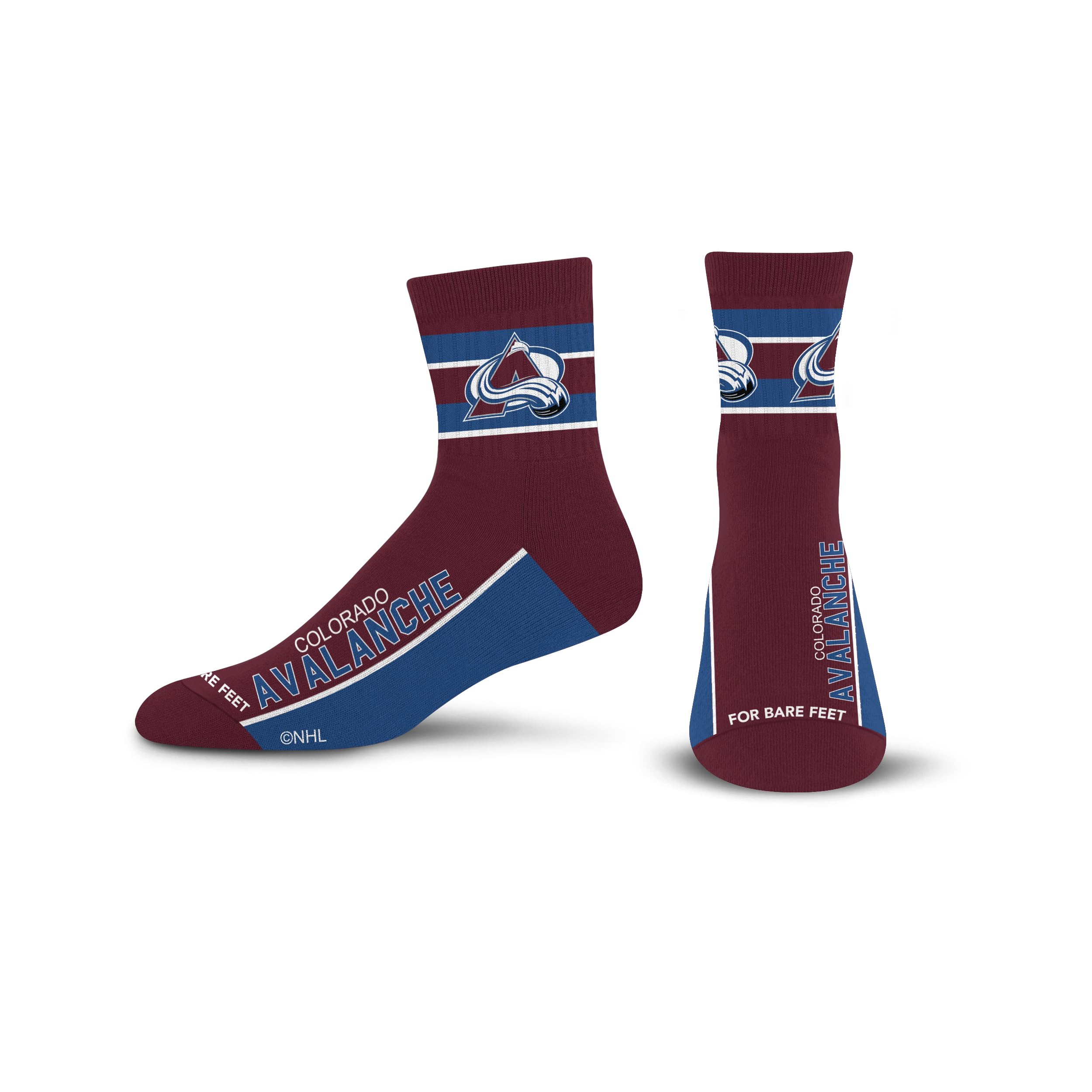 For Bare Feet NHL COLORADO AVALANCHE Lil' Deuce Quarter Sock Team Color Large - Sports Gifts, Sports Memorabilia, Sports Collectibles, Fan Shop