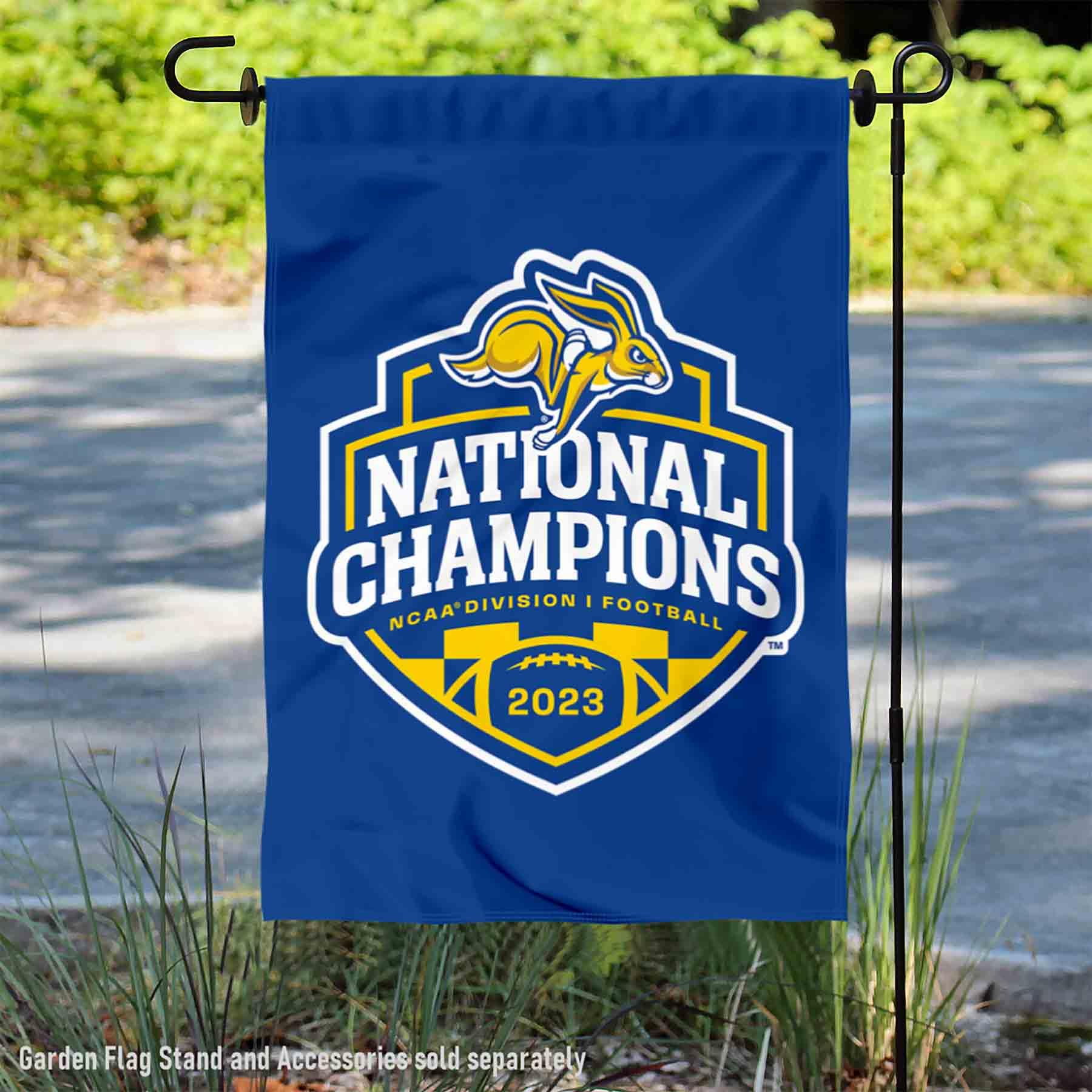 College Flags & Banners Co. South Dakota State Jackrabbits 2023 FCS Football National Champs Double Sided Garden Banner Flag - Sports Collectibles, Sports Memorabilia, Sports Fan Shop, Sports Gifts
