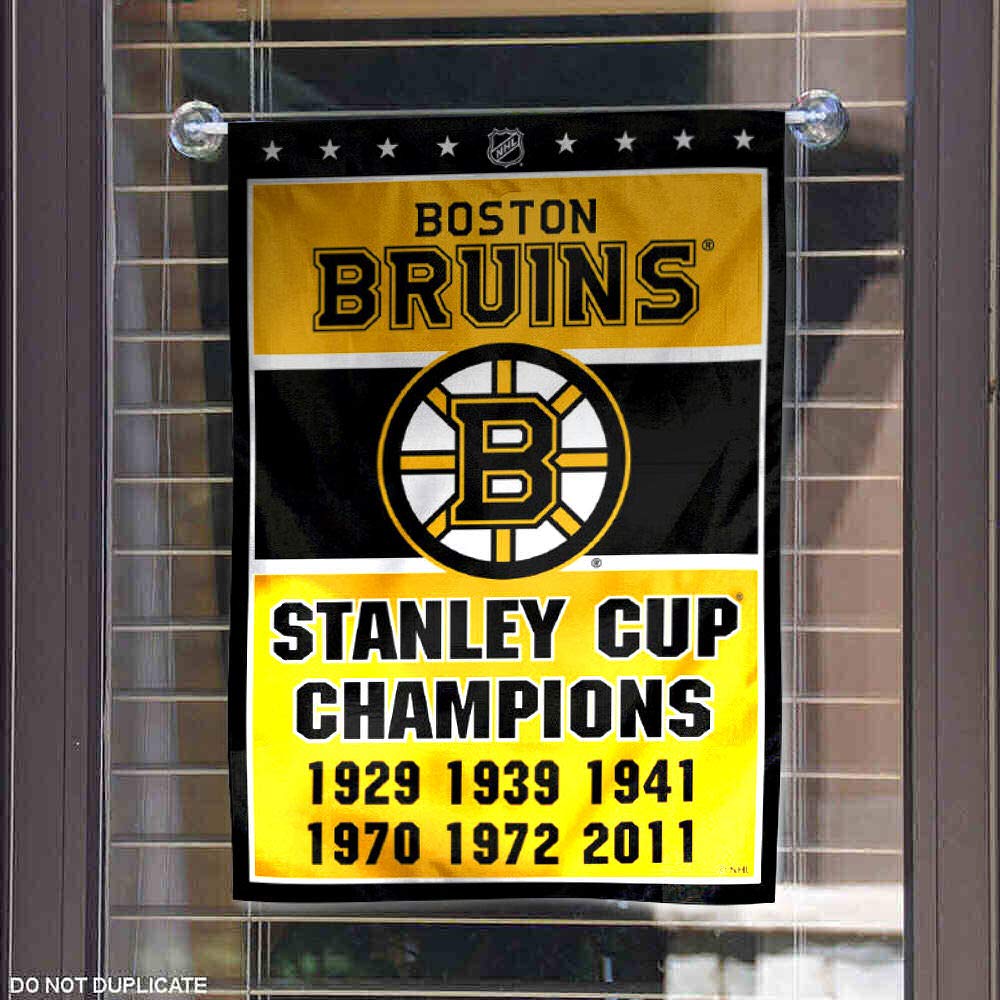 WinCraft Boston Bruins 6 Time Stanley Cup Champions Double Sided Garden Flag - Sports Collectibles, Sports Memorabilia, Sports Fan Shop, Sports Gifts