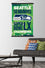 NFL Seattle Seahawks - Super Bowl LX Team Logo Wall Poster with Magnetic Frame, 34L" x 22.4W", Premium Print and Black Hanger Bundle - Sports Gifts, Sports Memorabilia, Sports Collectibles, Fan Shop