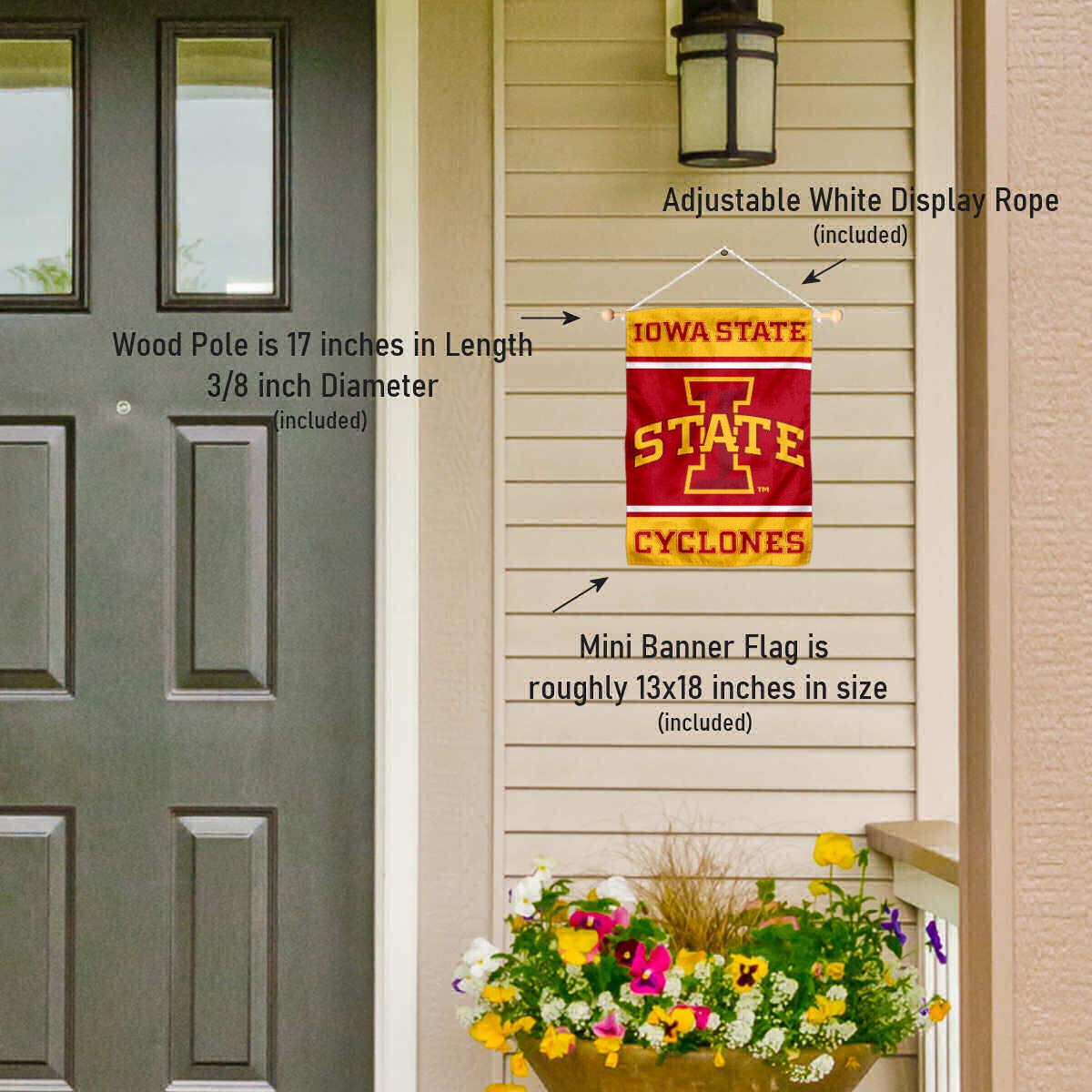 College Flags & Banners Co. Iowa State Cyclones Window Wall Banner Hanging Flag with Suction Cup - Sports Collectibles, Sports Memorabilia, Sports Fan Shop, Sports Gifts