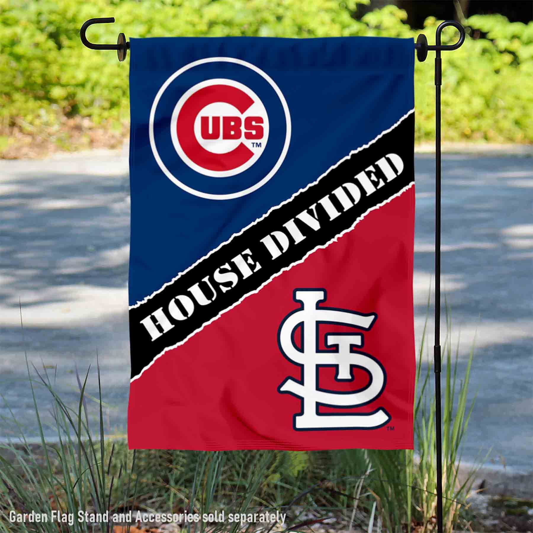 WinCraft House Divided Cubs and Cardinals Double Sided Garden Flag - Sports Collectibles, Sports Memorabilia, Sports Fan Shop, Sports Gifts