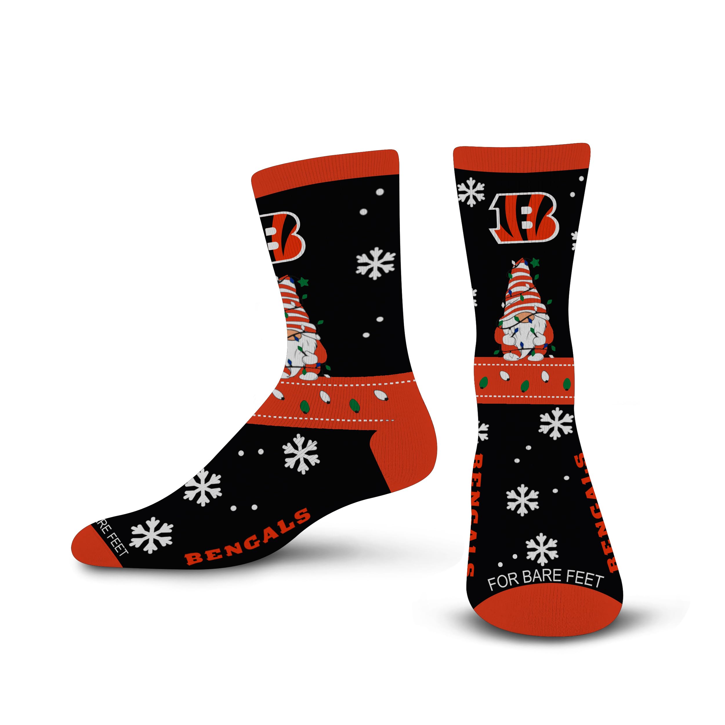 For Bare Feet NFL CINCINNATI BENGALS Holiday Sweater Gnome Team Colors Large - Sports Gifts, Sports Memorabilia, Sports Collectibles, Fan Shop
