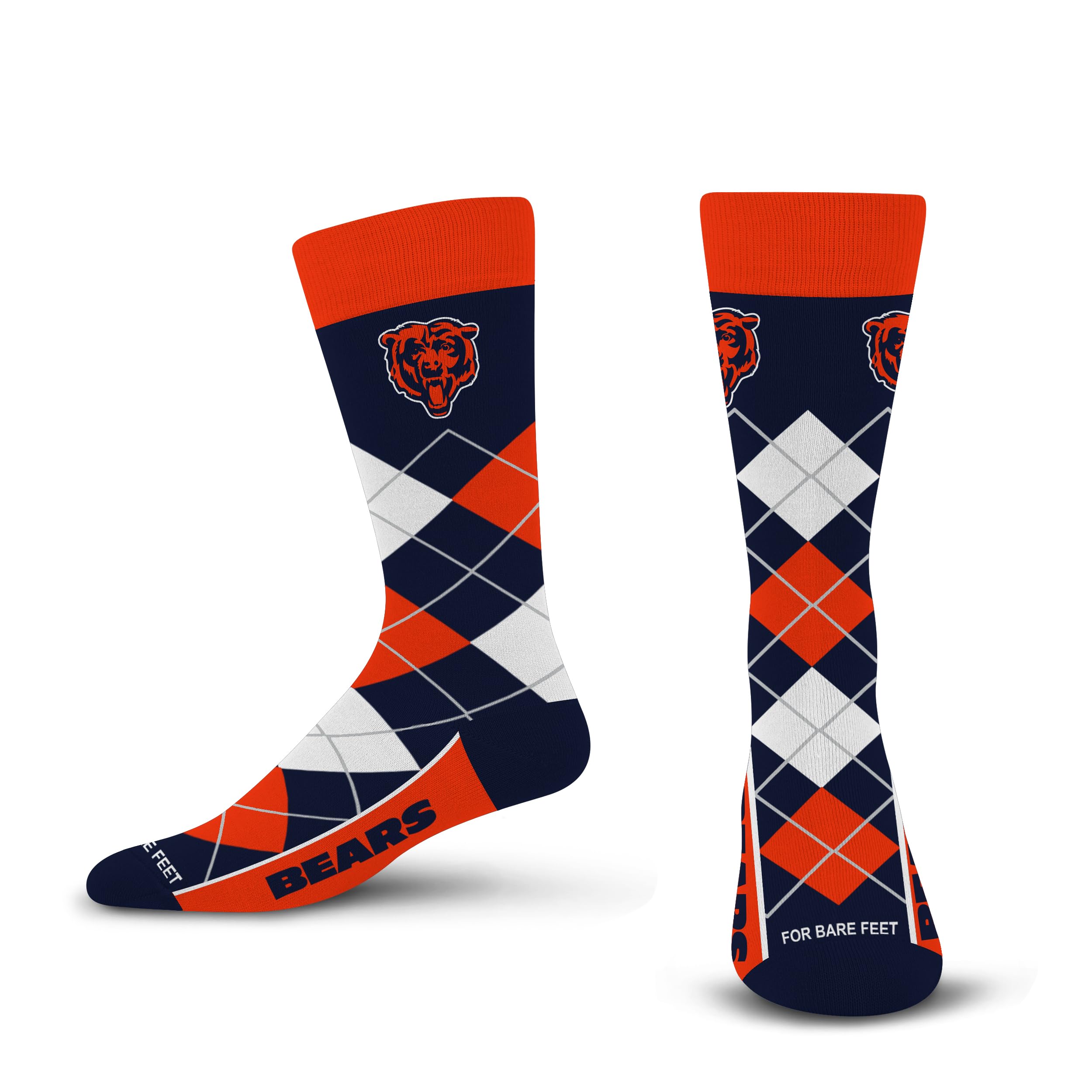 For Bare Feet NFL CHICAGO BEARS Argyle Remix Premium Dress Sock Team Color OSFM - Sports Gifts, Sports Memorabilia, Sports Collectibles, Fan Shop