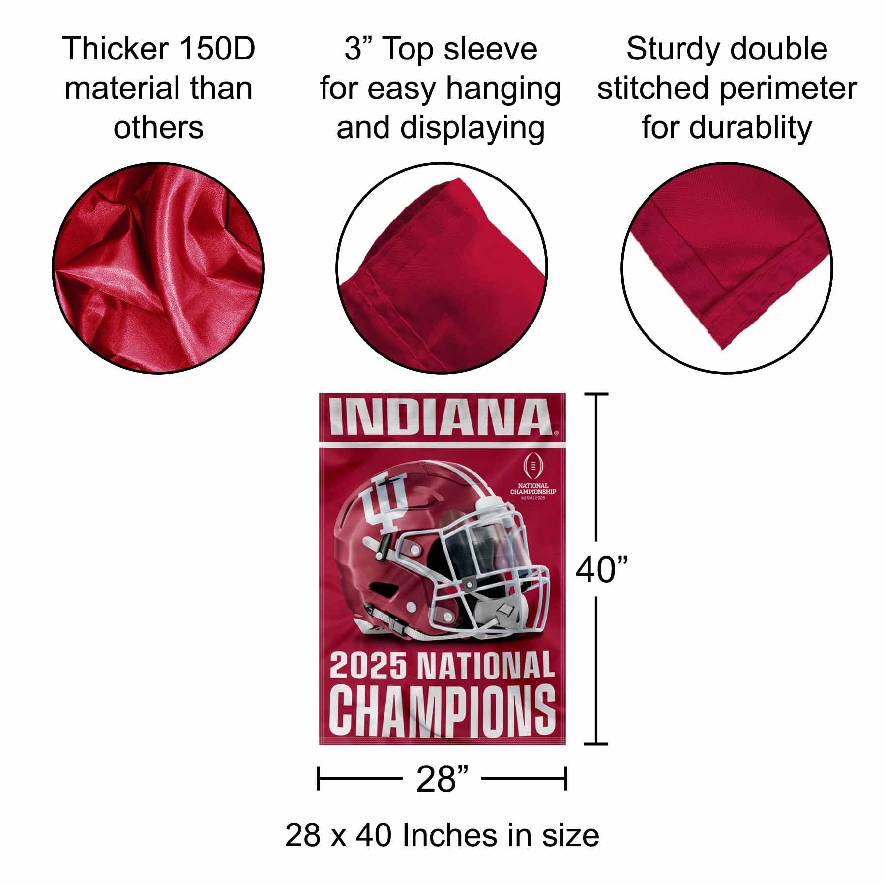 Indiana Hoosiers 2025 National Champions Top Sleeve Banner Flag - Sports Gifts, Sports Memorabilia, Sports Collectibles, Fan Shop