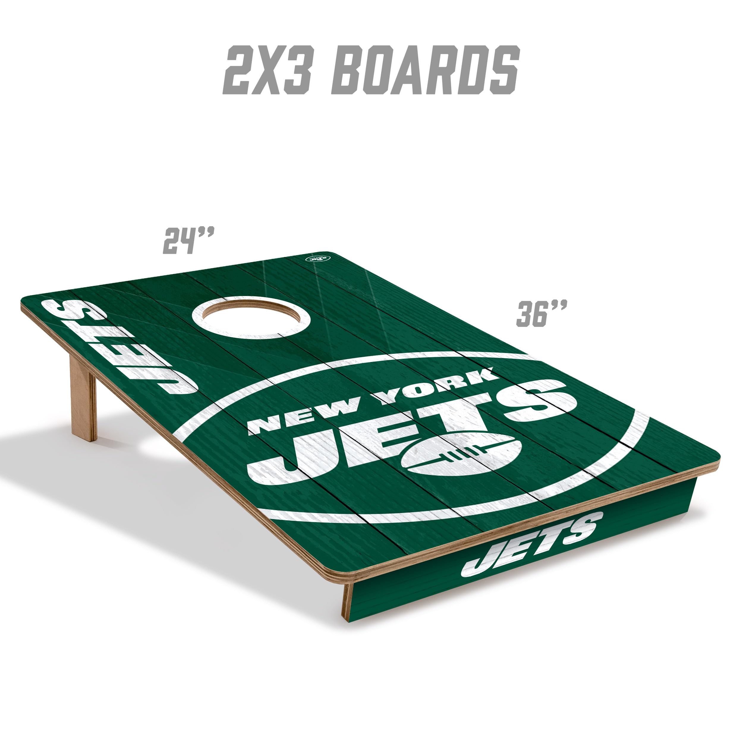 YouTheFan NFL New York Jets 2’ x 3’ Wood Cornhole Game with Logo Bags - Sports Collectibles, Sports Memorabilia, Sports Fan Shop, Sports Gifts