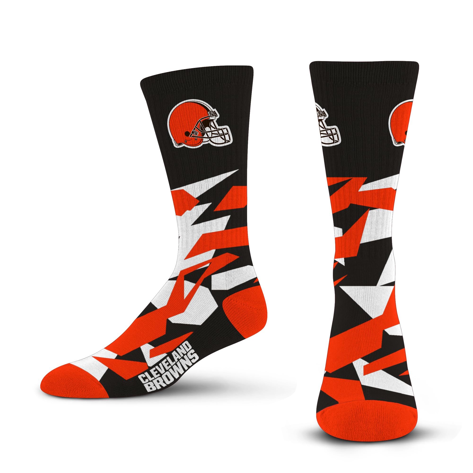 For Bare Feet NFL CLEVELAND BROWNS Shattered Camo Crew Sock Team Color Large - Sports Gifts, Sports Memorabilia, Sports Collectibles, Fan Shop